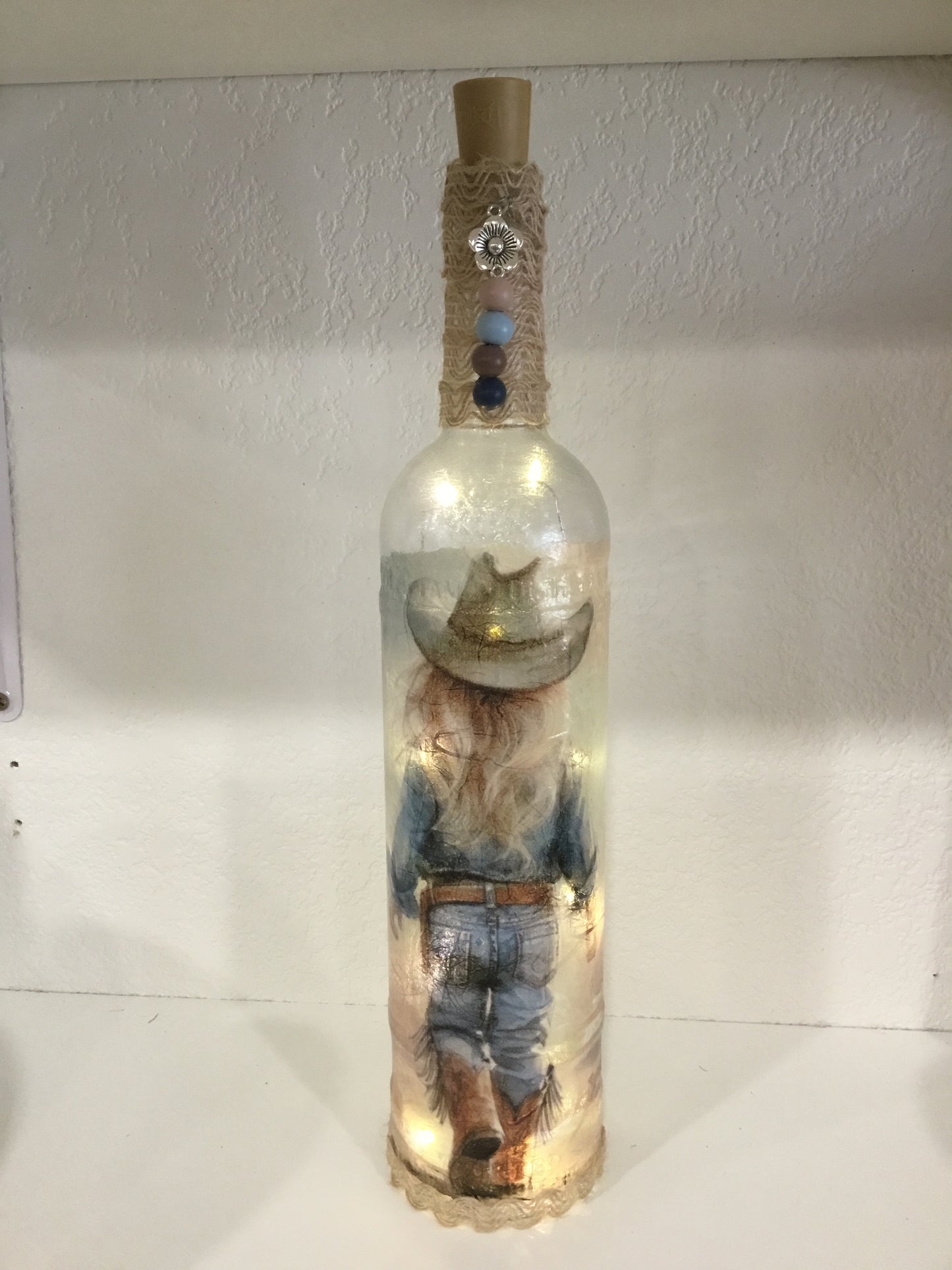 Lighted Bottle Decor - Cowgirl
