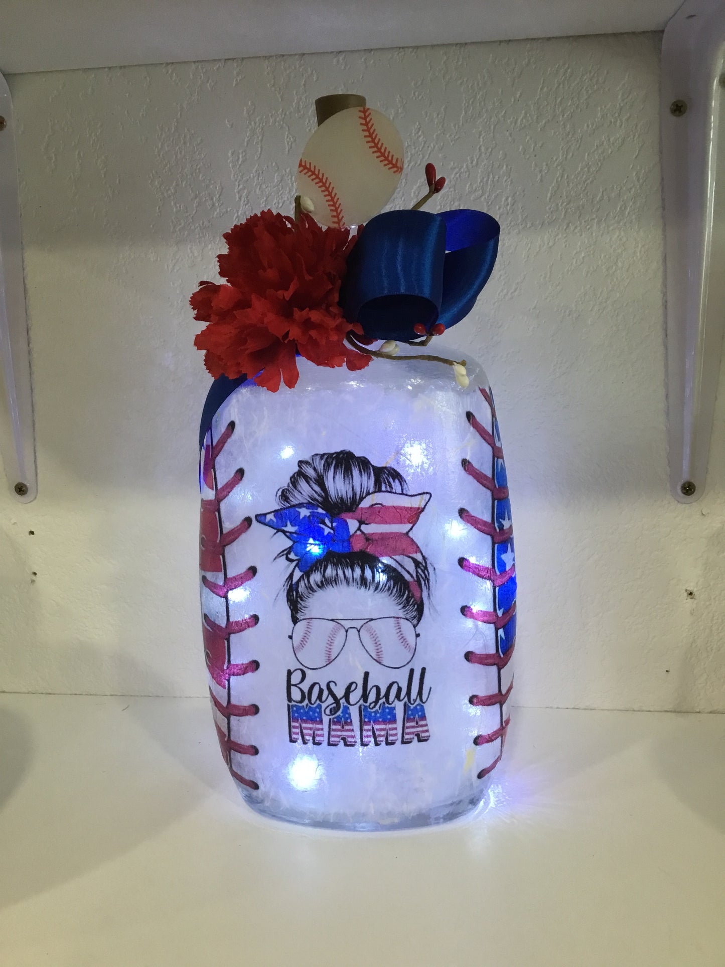 Lighted Bottle Decor- Baseball Mom