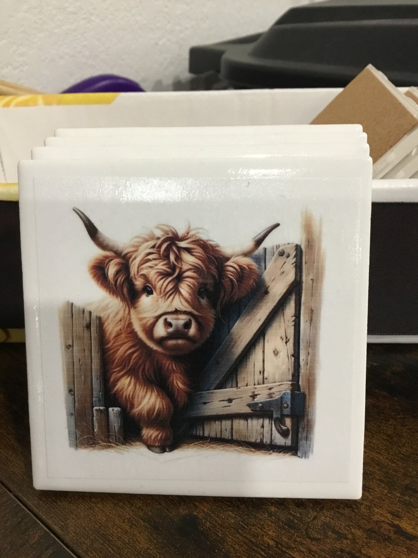 Ceramic coasters -Highland Cow