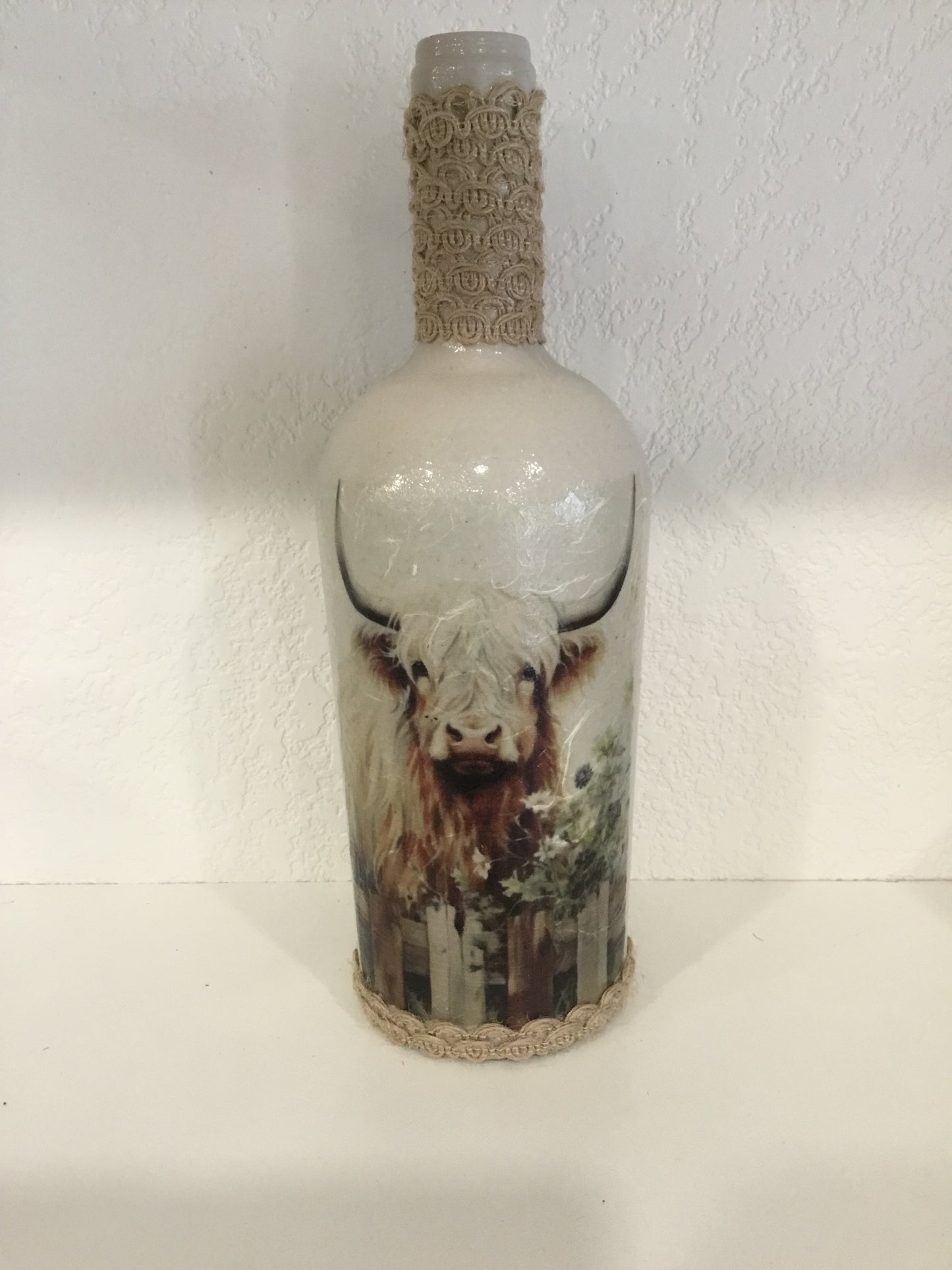 Highland cow bottle decor