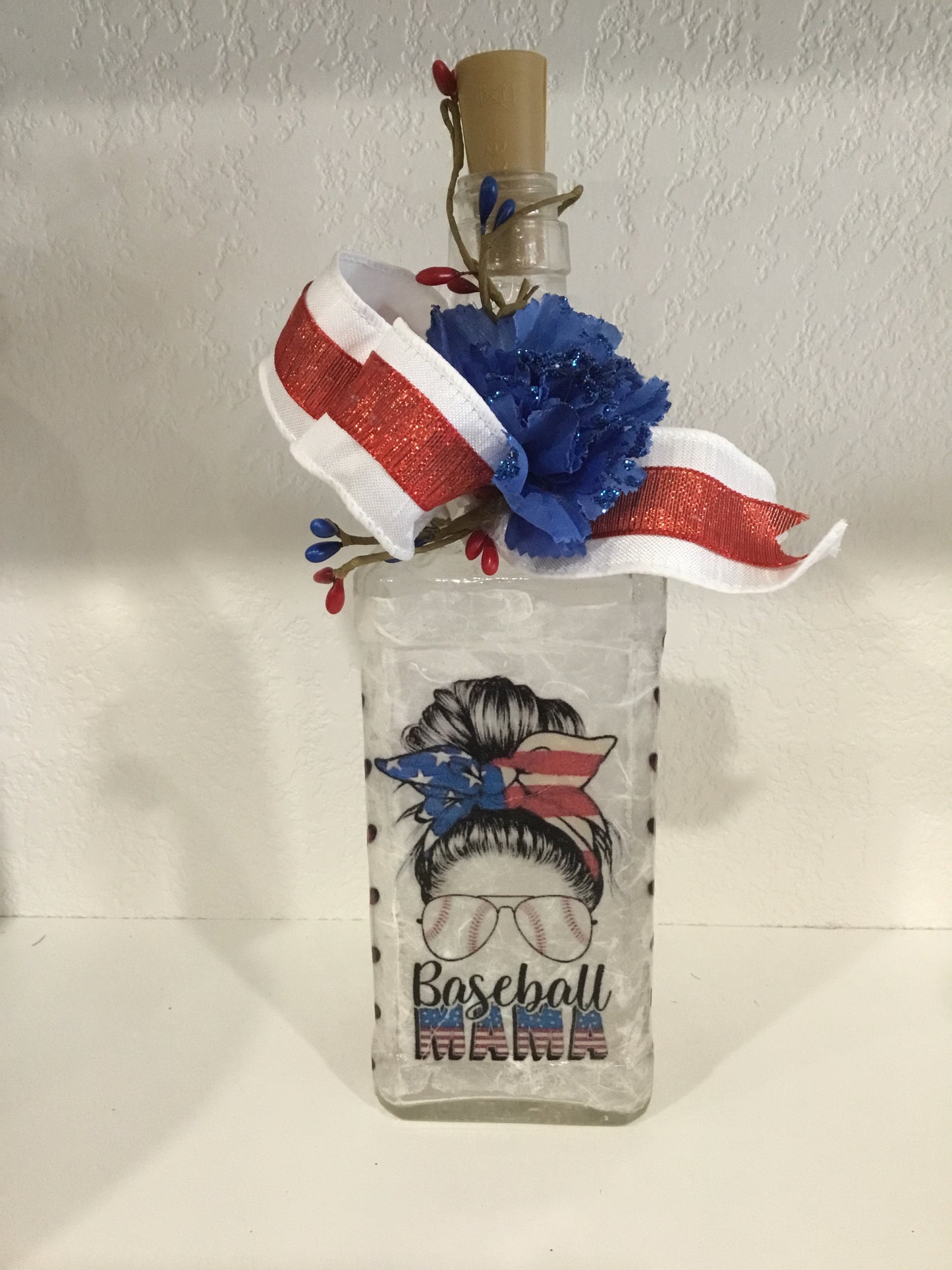Lighted Bottle Decor-Baseball Mama MD
