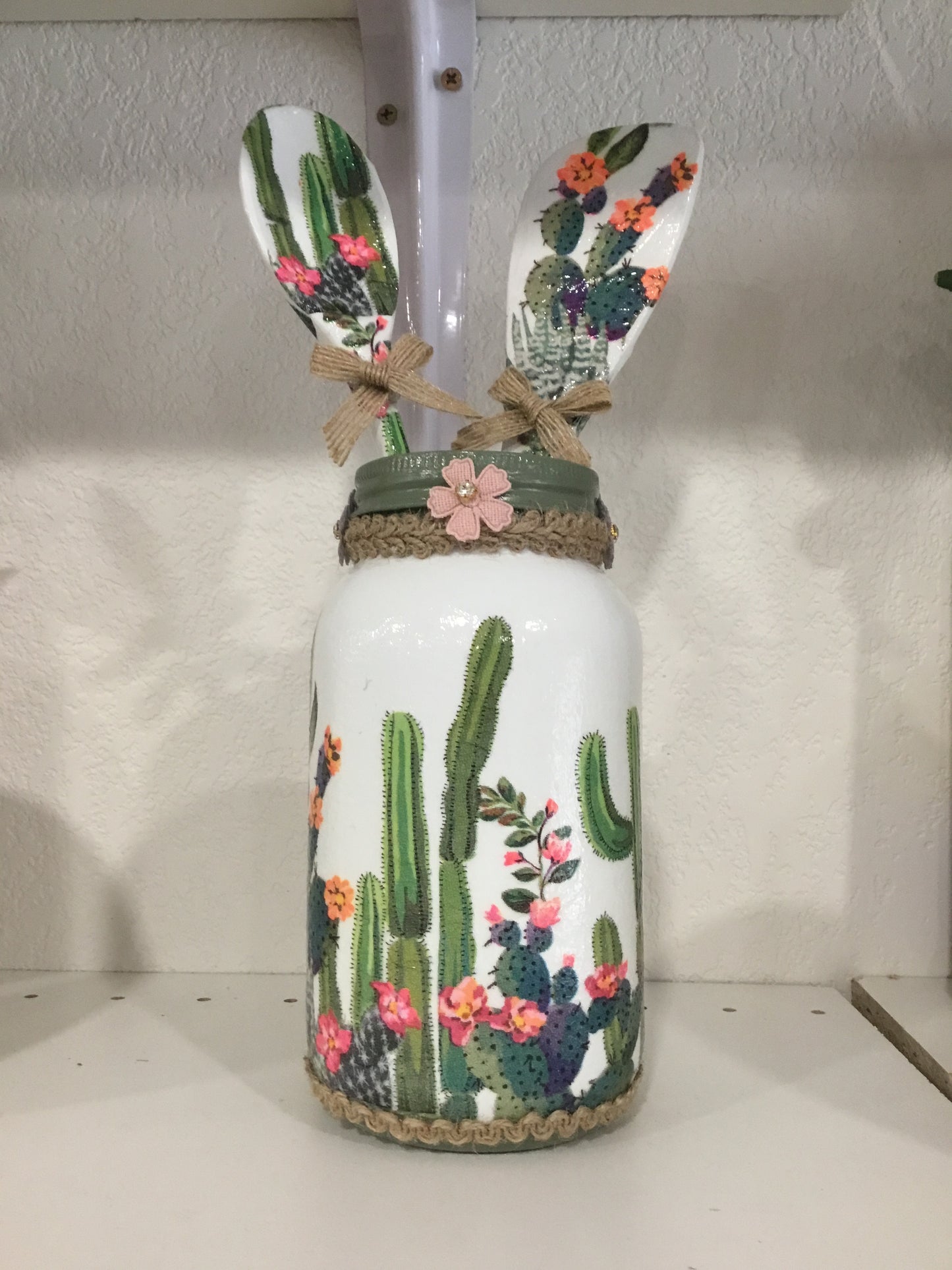 Kitchen utensil Holder -Floral Cactus