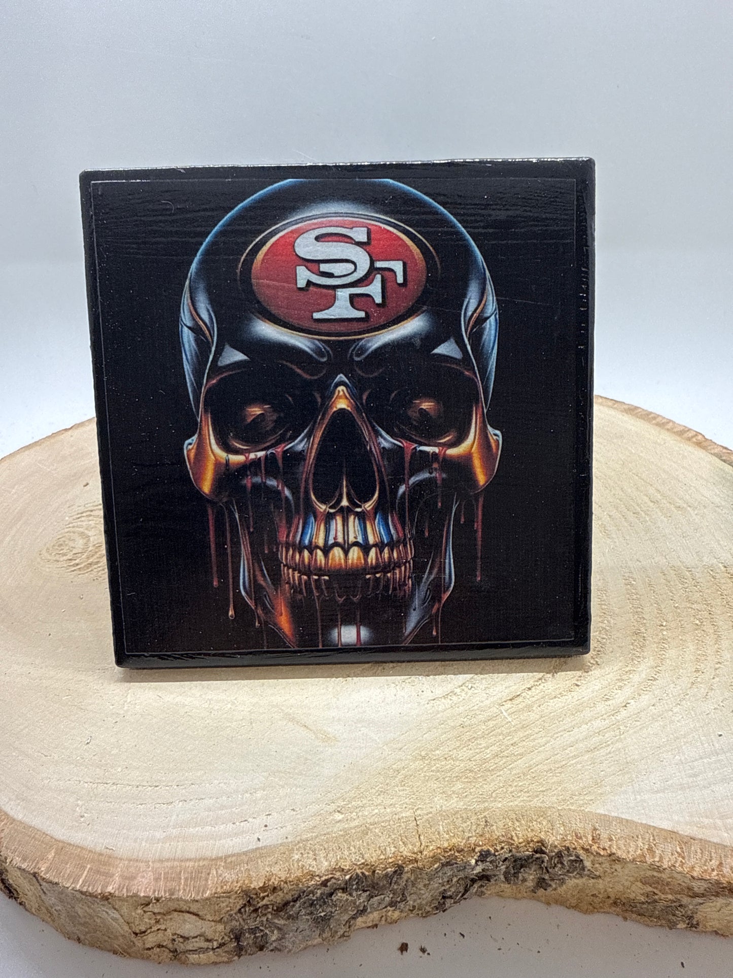 Football Coasters Skull Black Ceramic