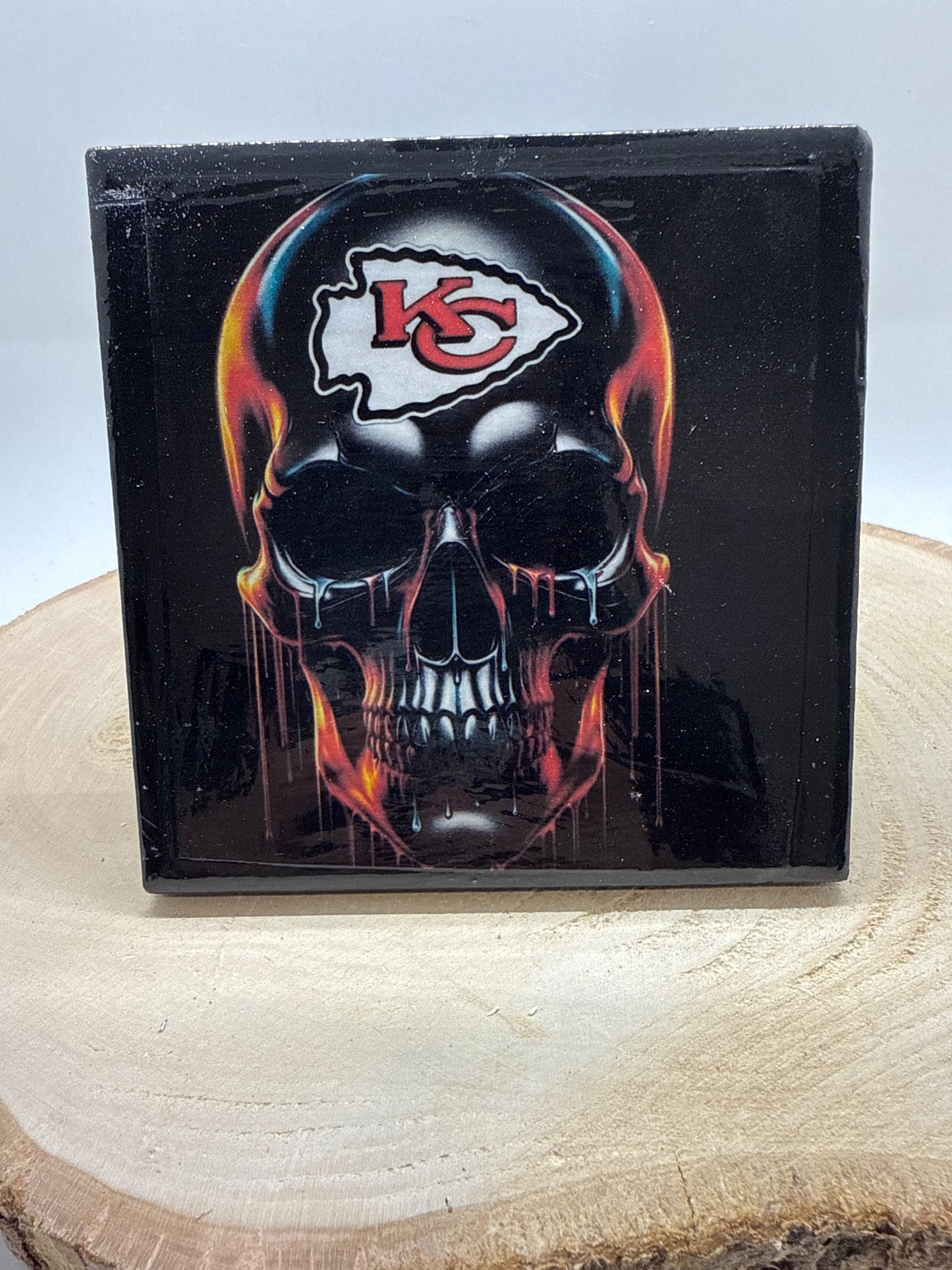 Football Coasters Skull Black Ceramic