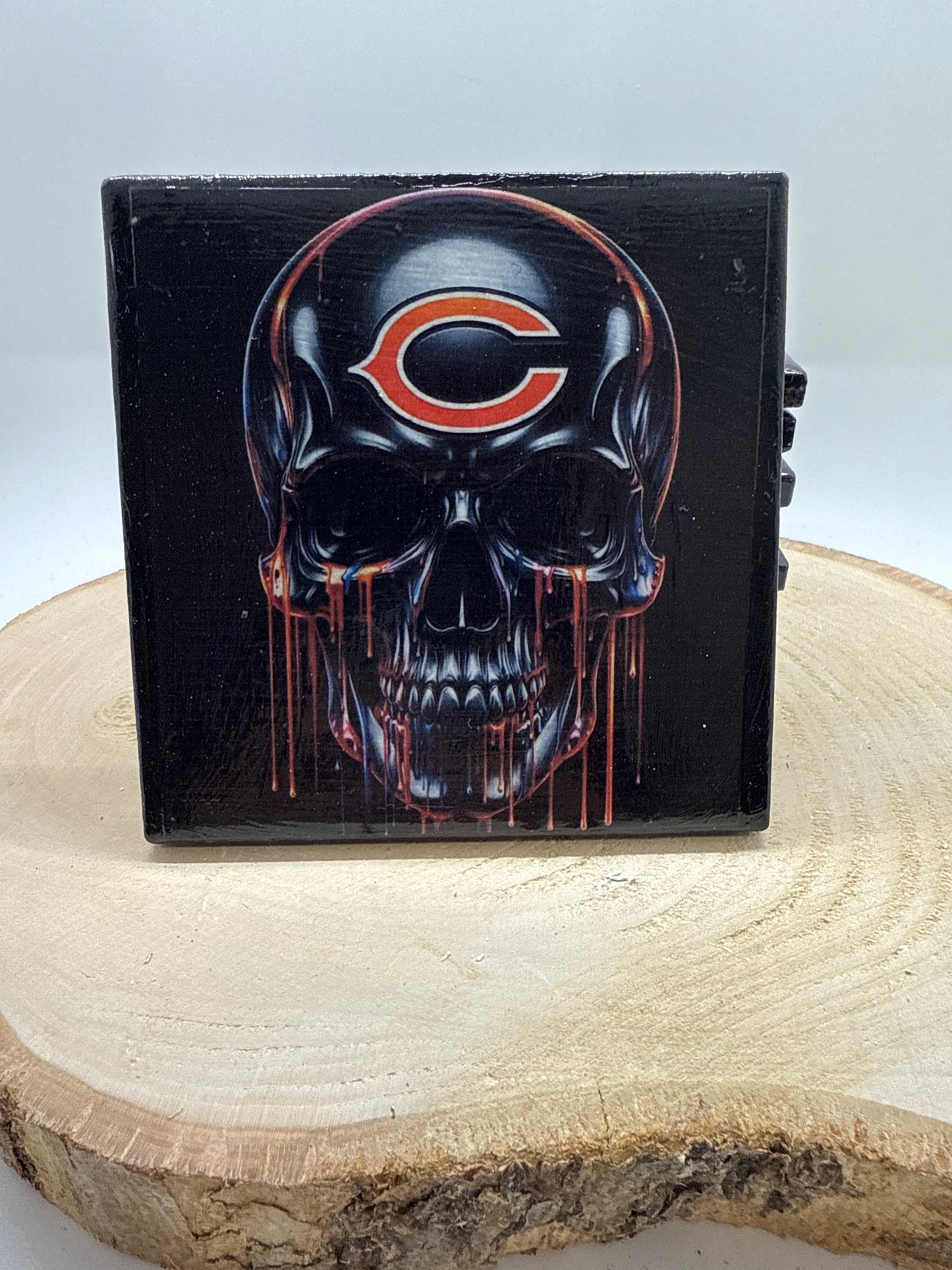 Football Coasters Skull Black Ceramic