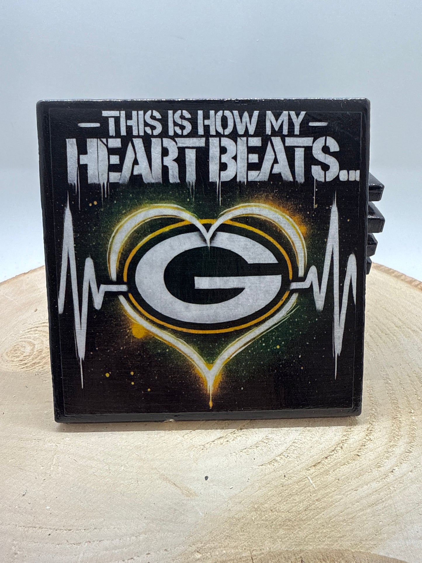 Football Coasters Heartbeat Black Ceramic