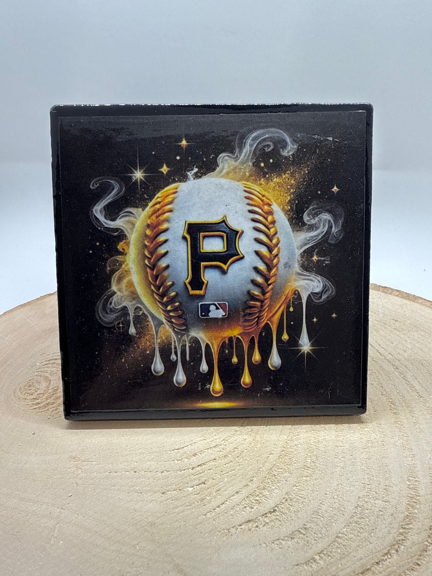 Baseball Coaster Black Ceramic