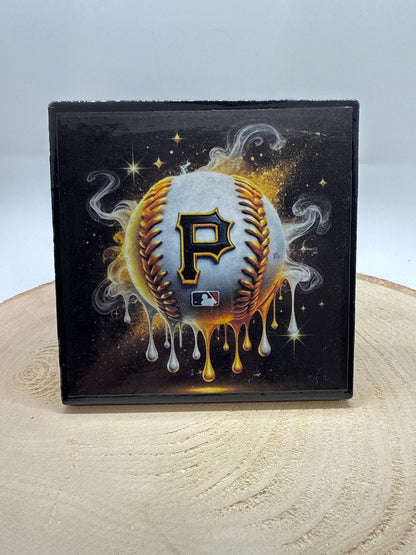 Baseball Coaster Black Ceramic