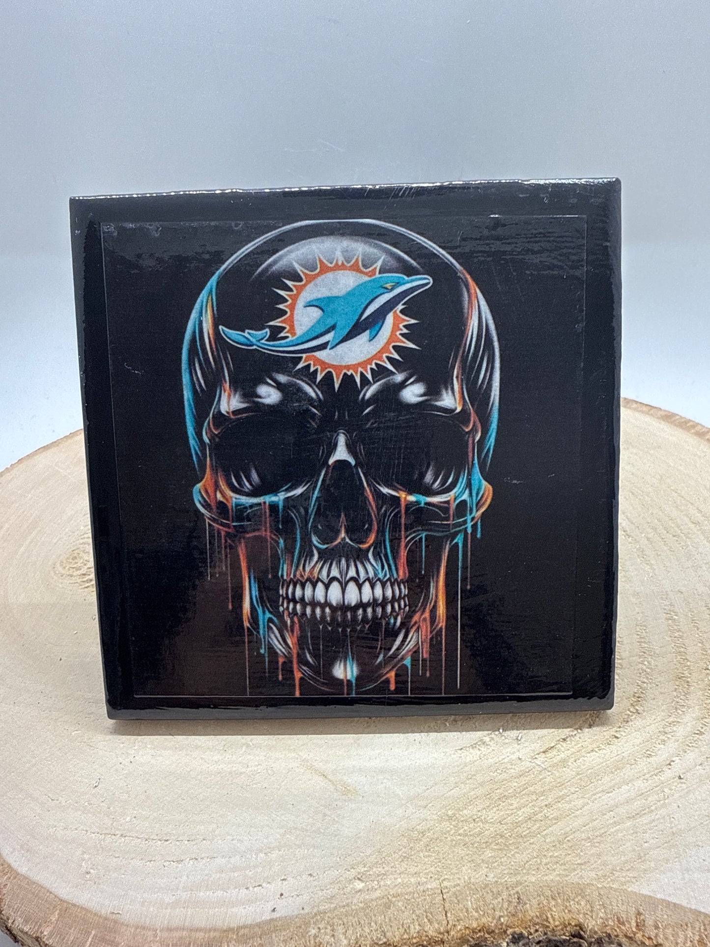 Football Coasters Skull Black Ceramic