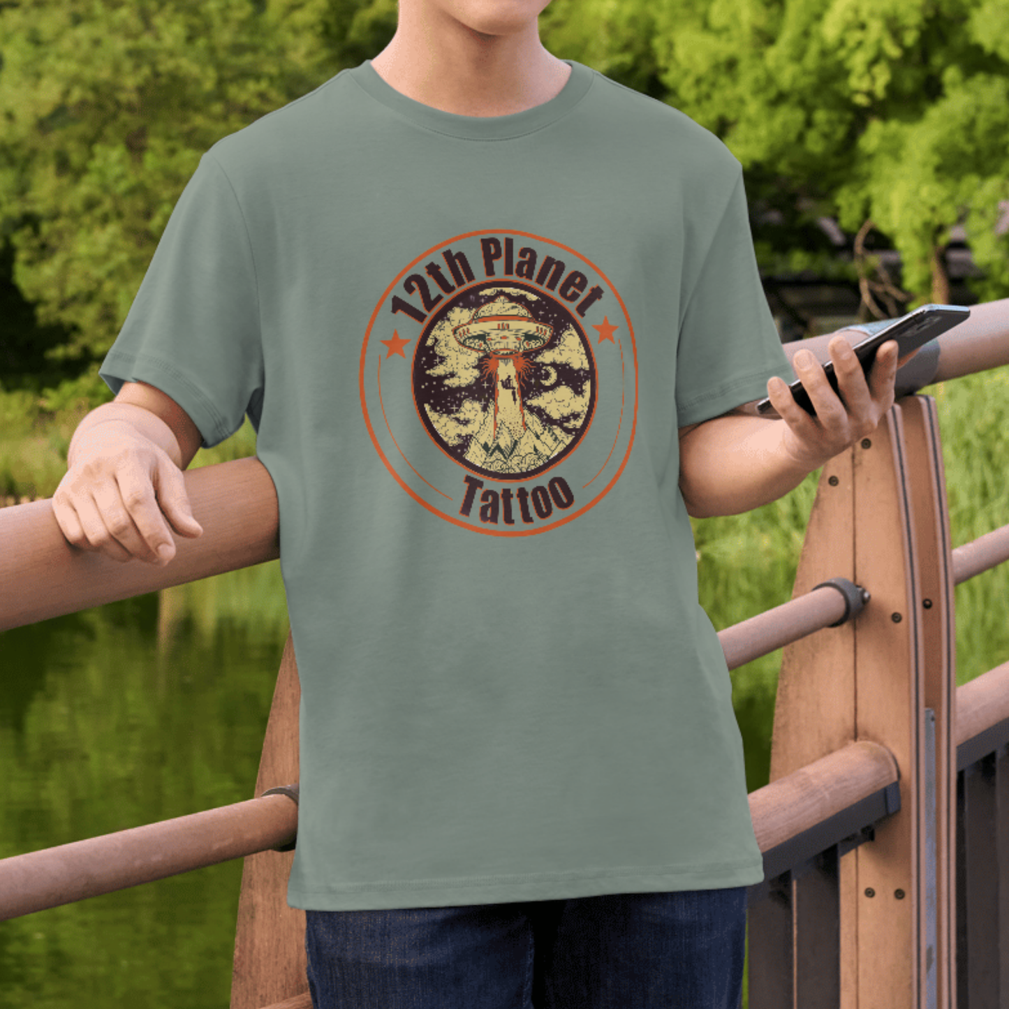 12Th Planet Tattoo Tshirt - Orange Logo