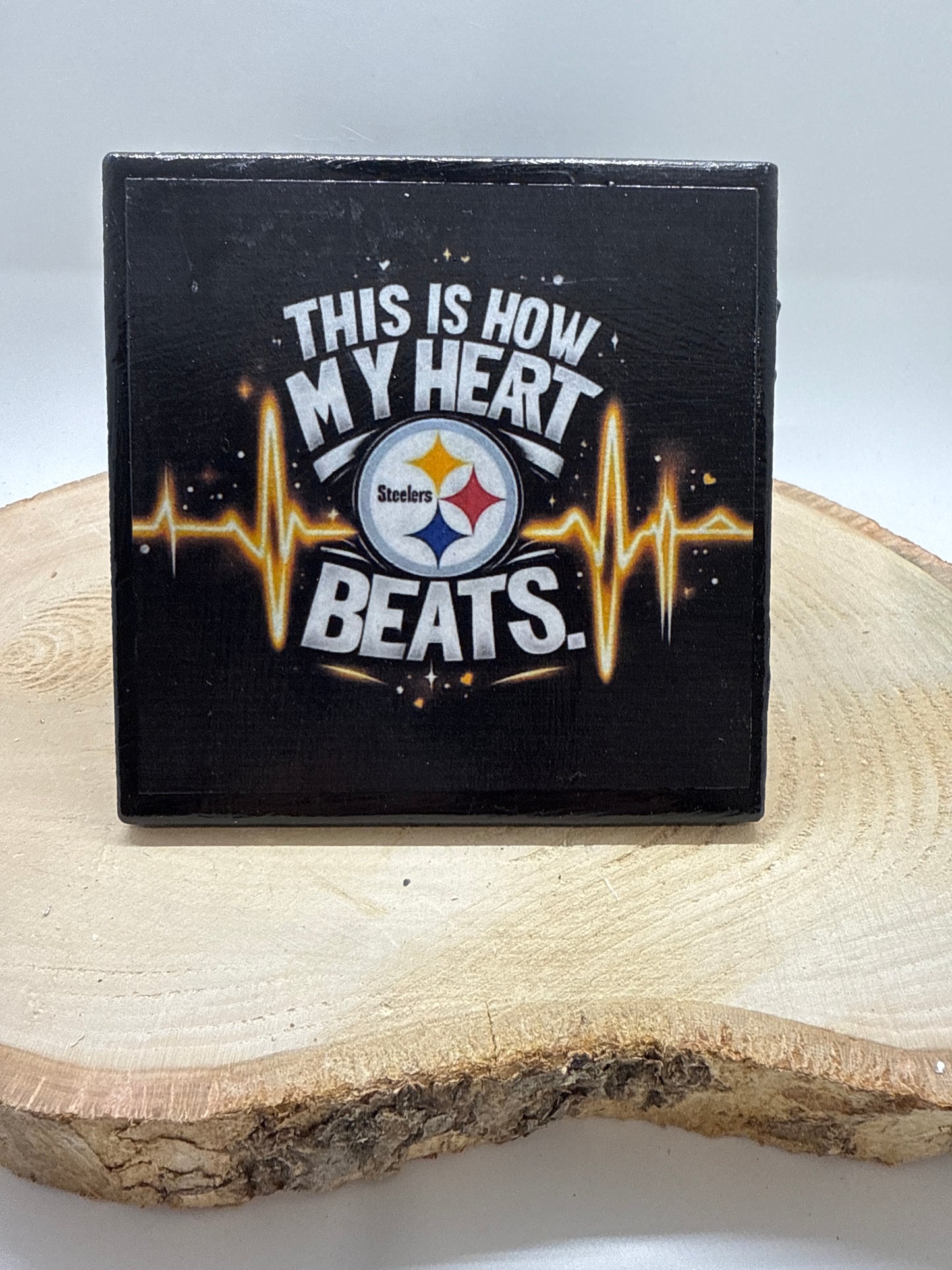 Football Coasters Heartbeat Black Ceramic