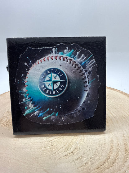 Baseball Coaster Black Ceramic