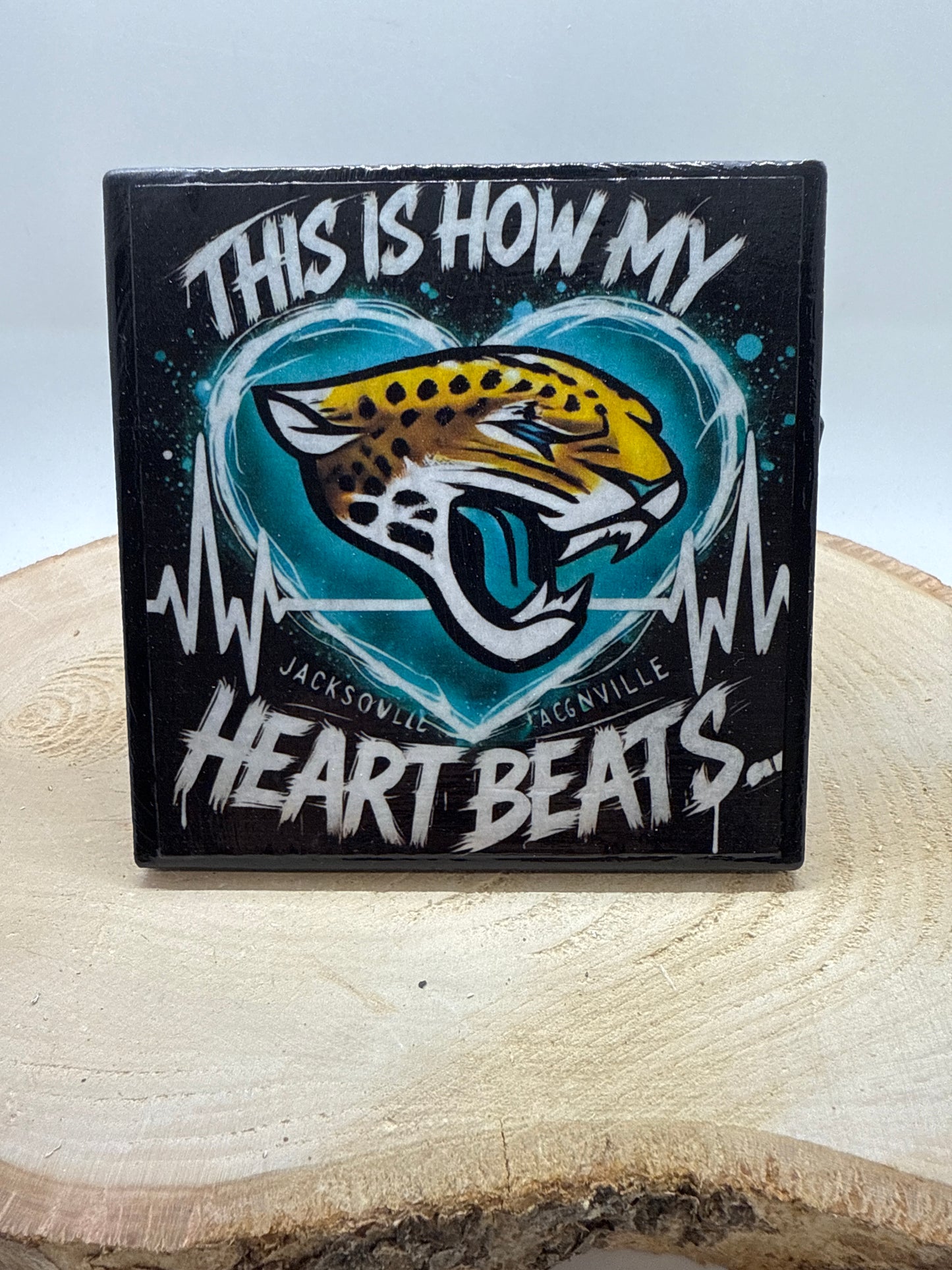 Football Coasters Heartbeat Black Ceramic