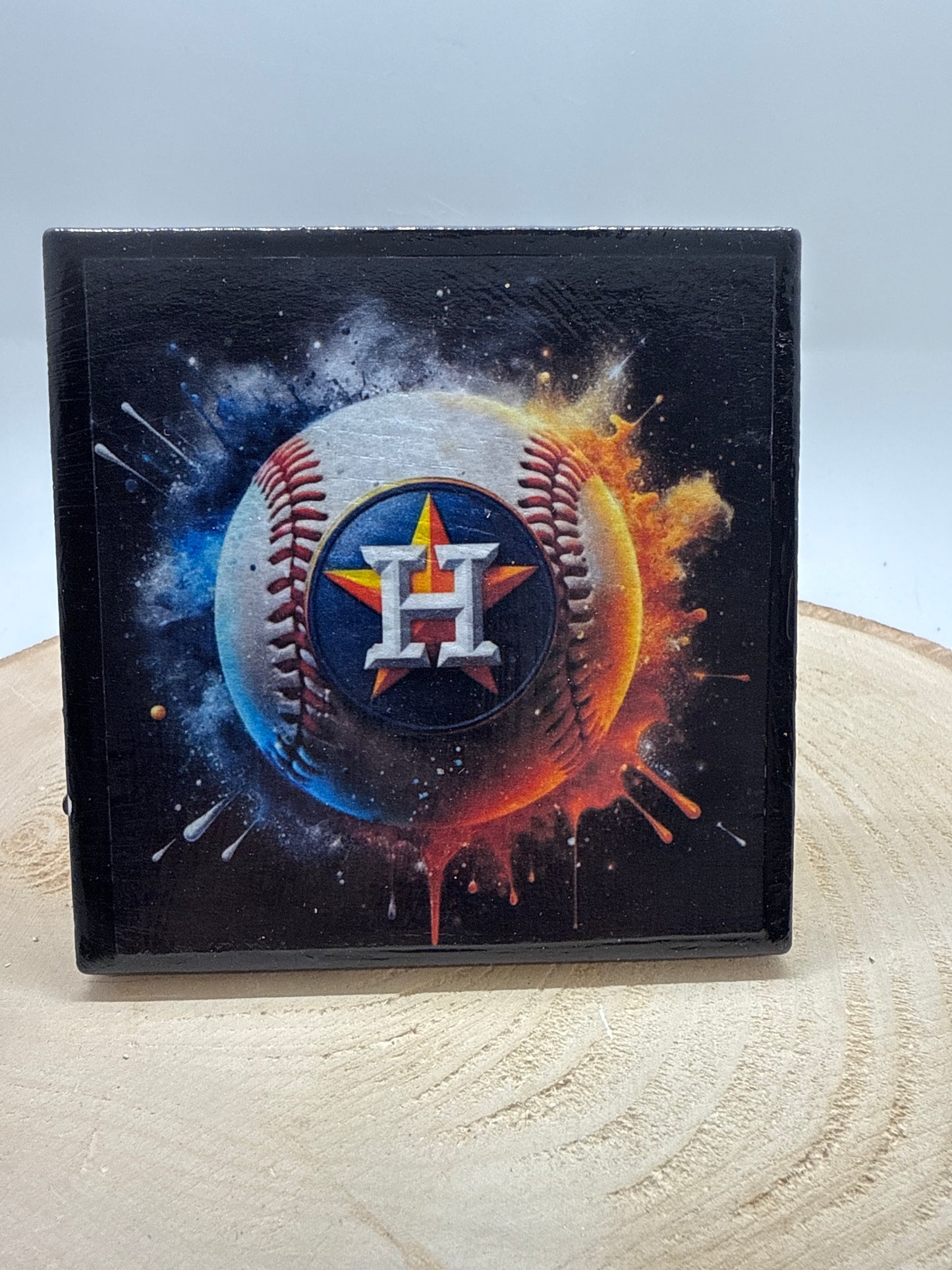 Baseball Coaster Black Ceramic