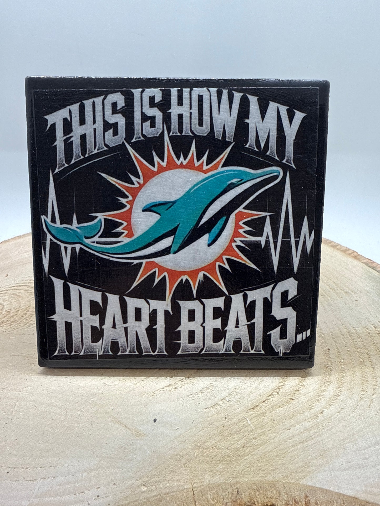 Football Coasters Heartbeat Black Ceramic