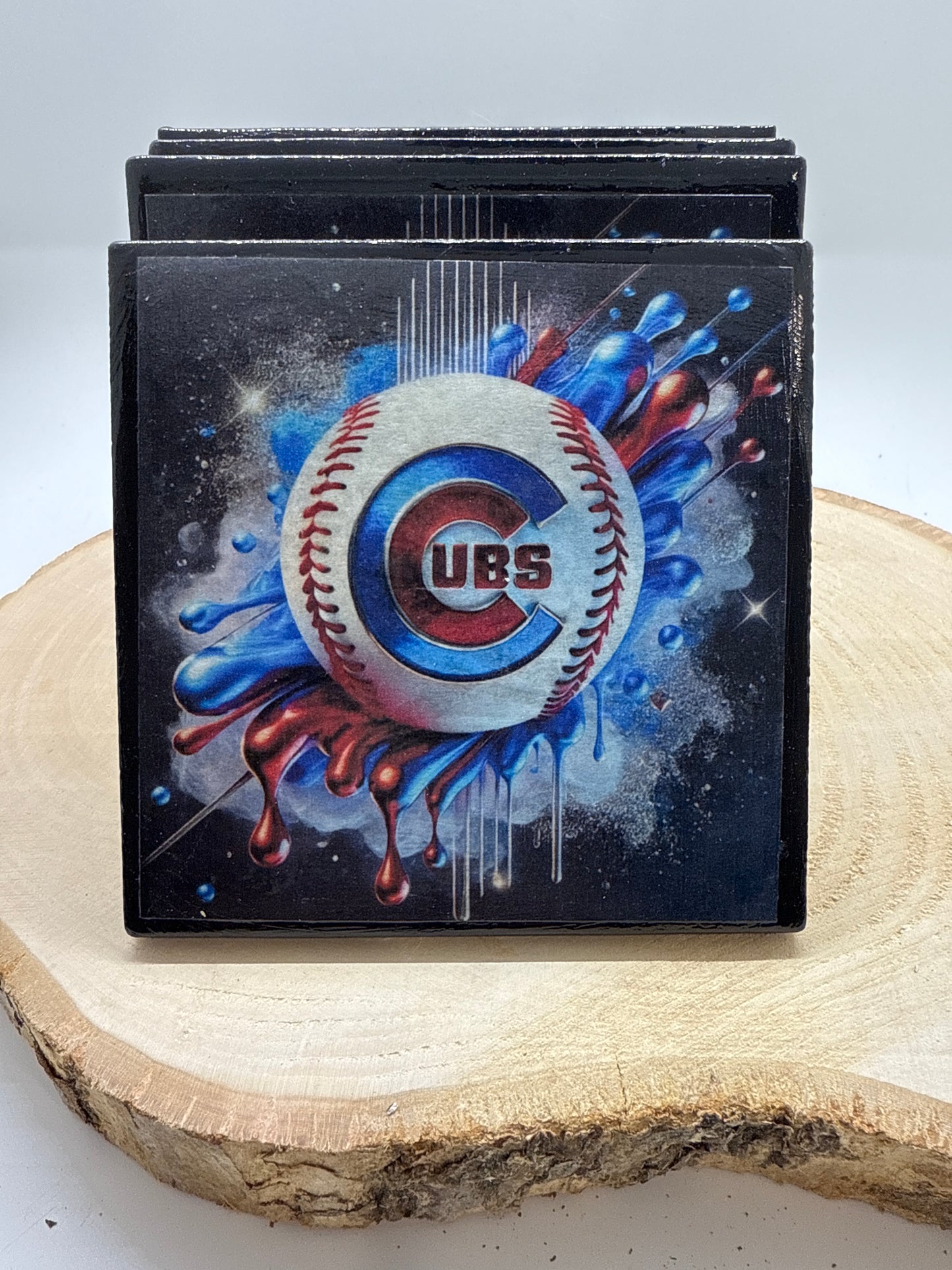 Baseball Coaster Black Ceramic