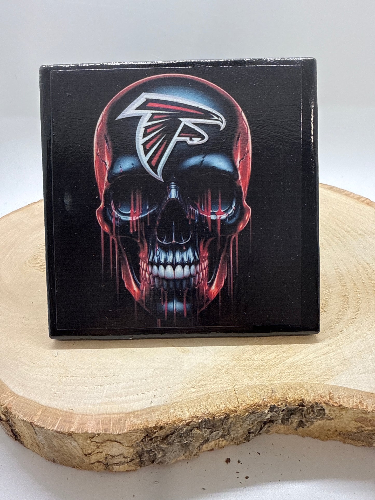 Football Coasters Skull Black Ceramic