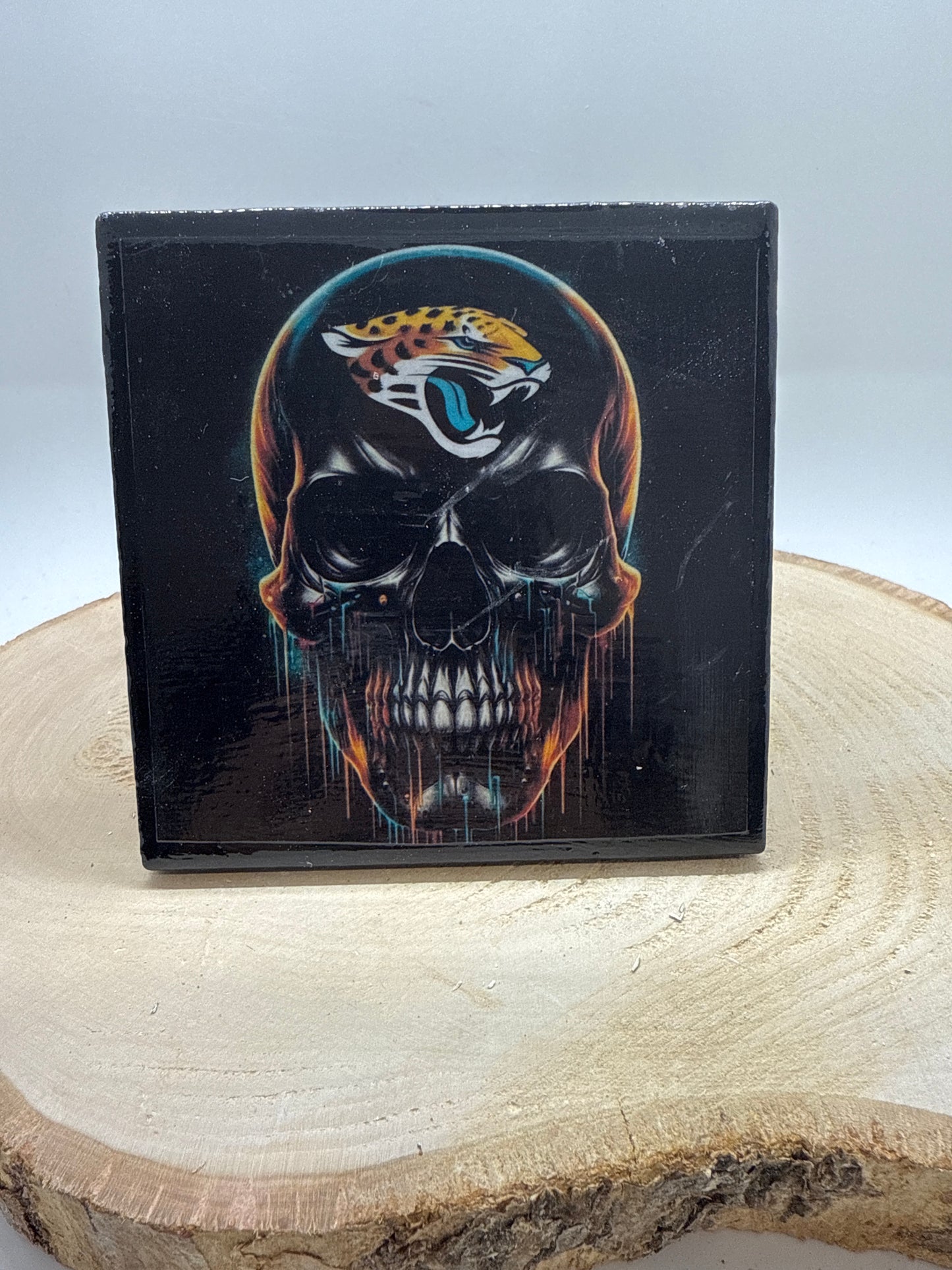 Football Coasters Skull Black Ceramic