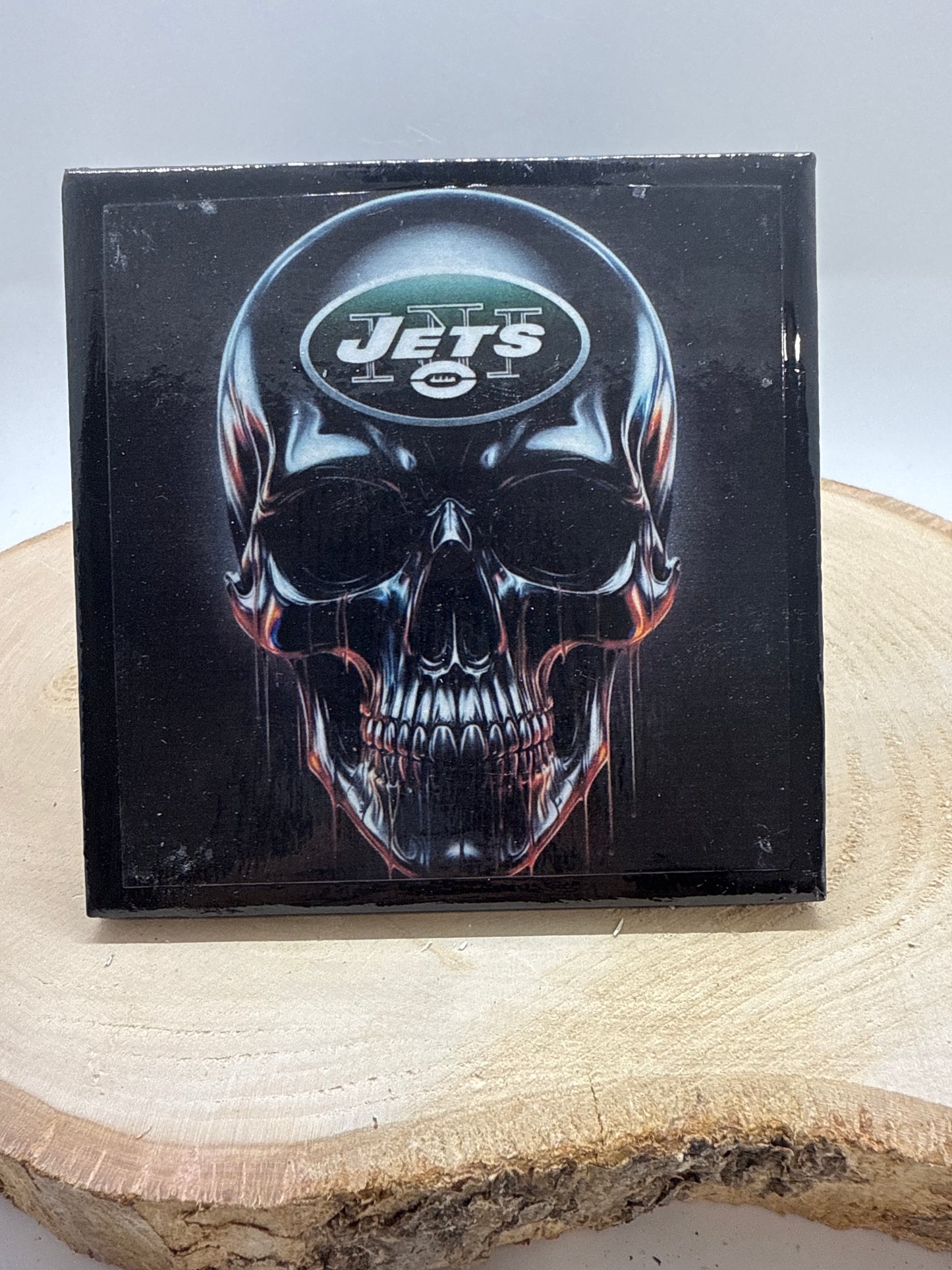 Football Coasters Skull Black Ceramic