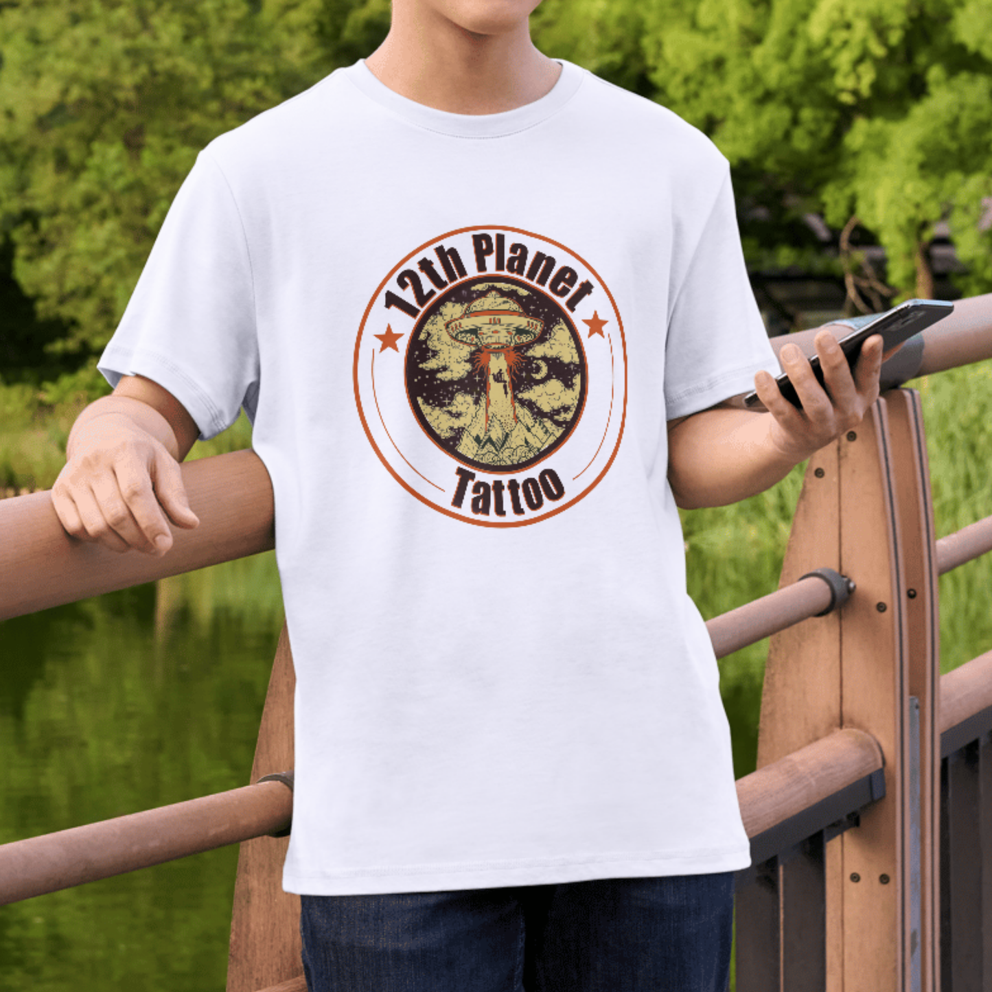 12Th Planet Tattoo Tshirt - Orange Logo