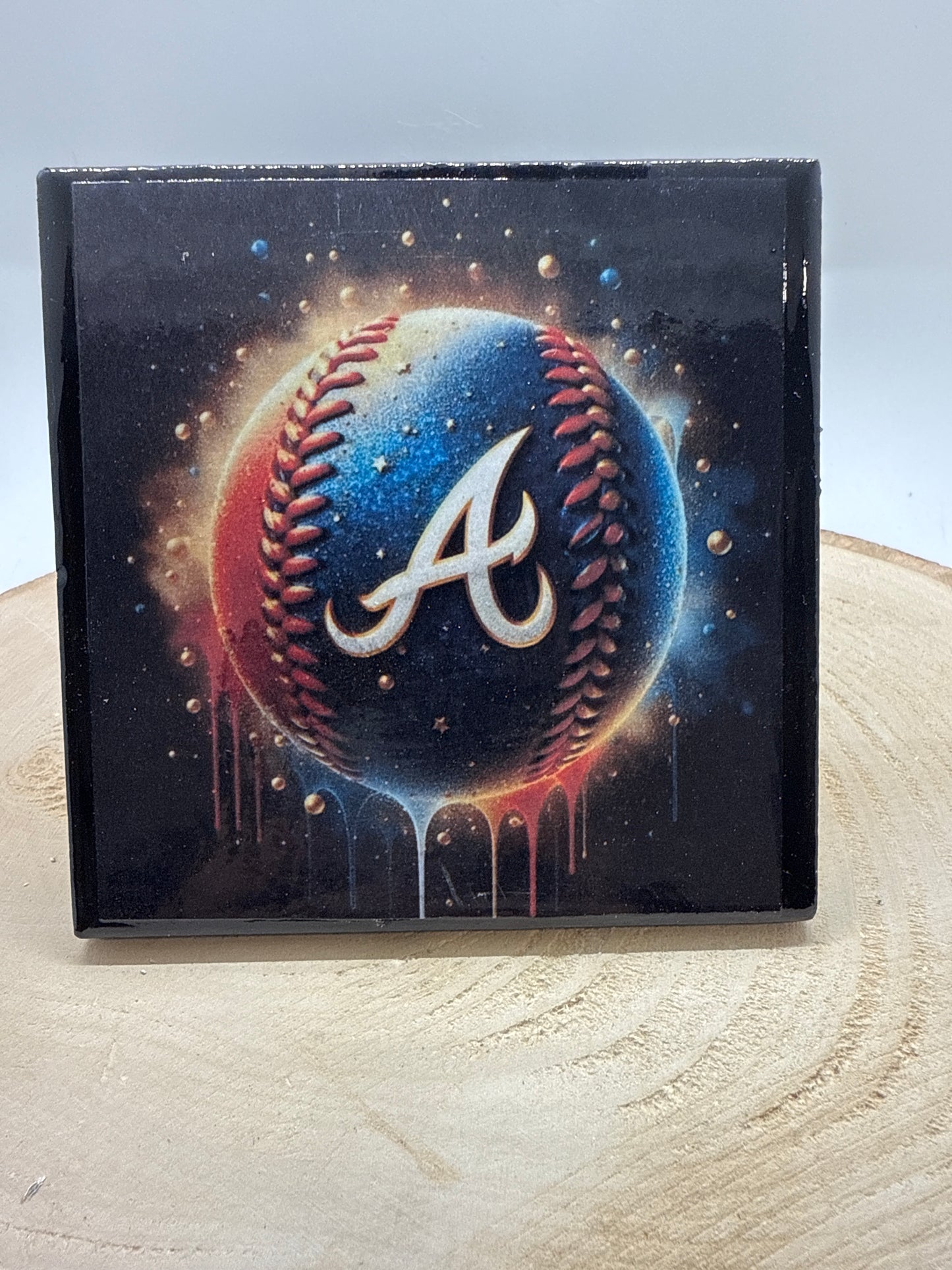 Baseball Coaster Black Ceramic