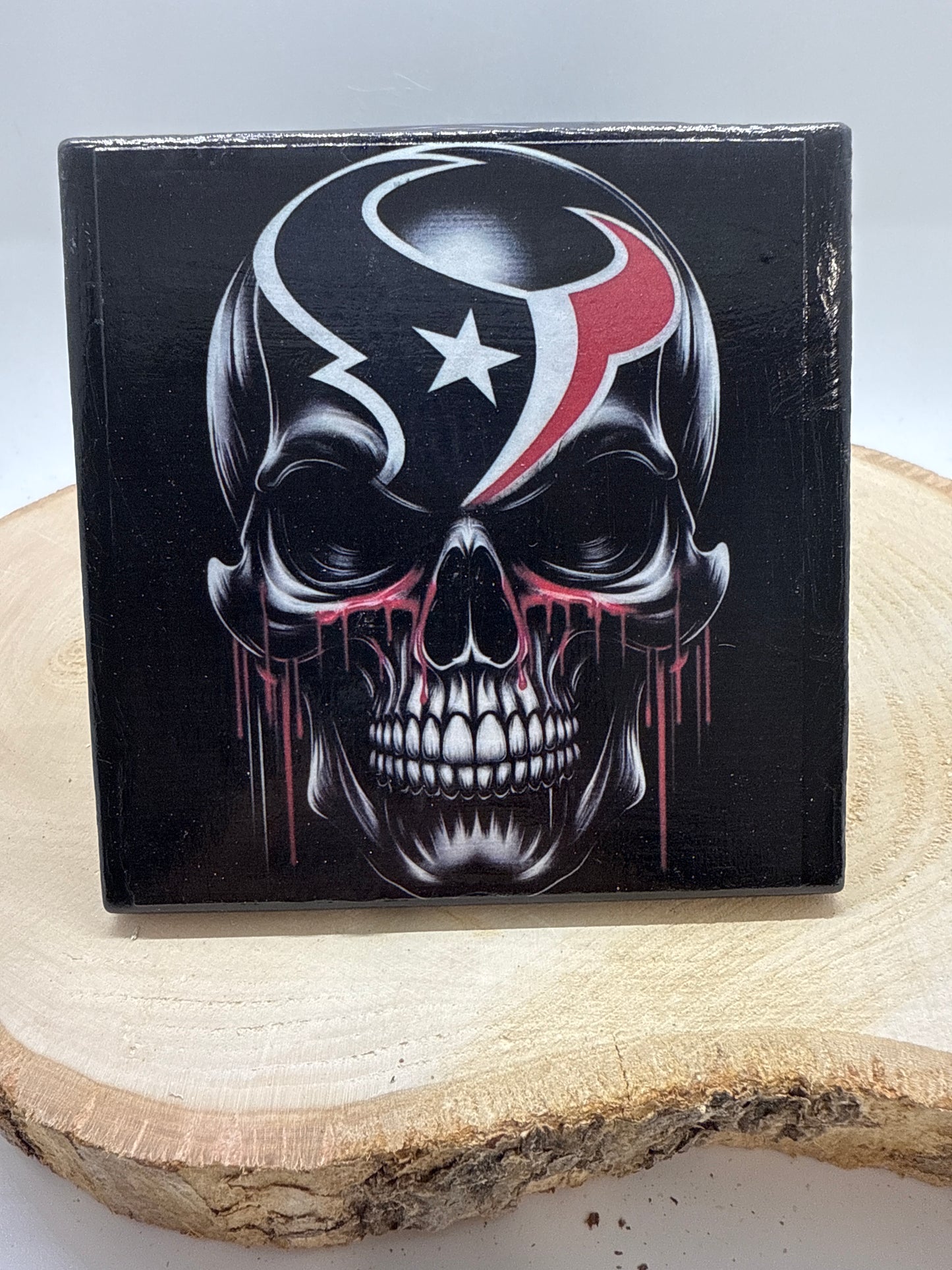 Football Coasters Skull Black Ceramic