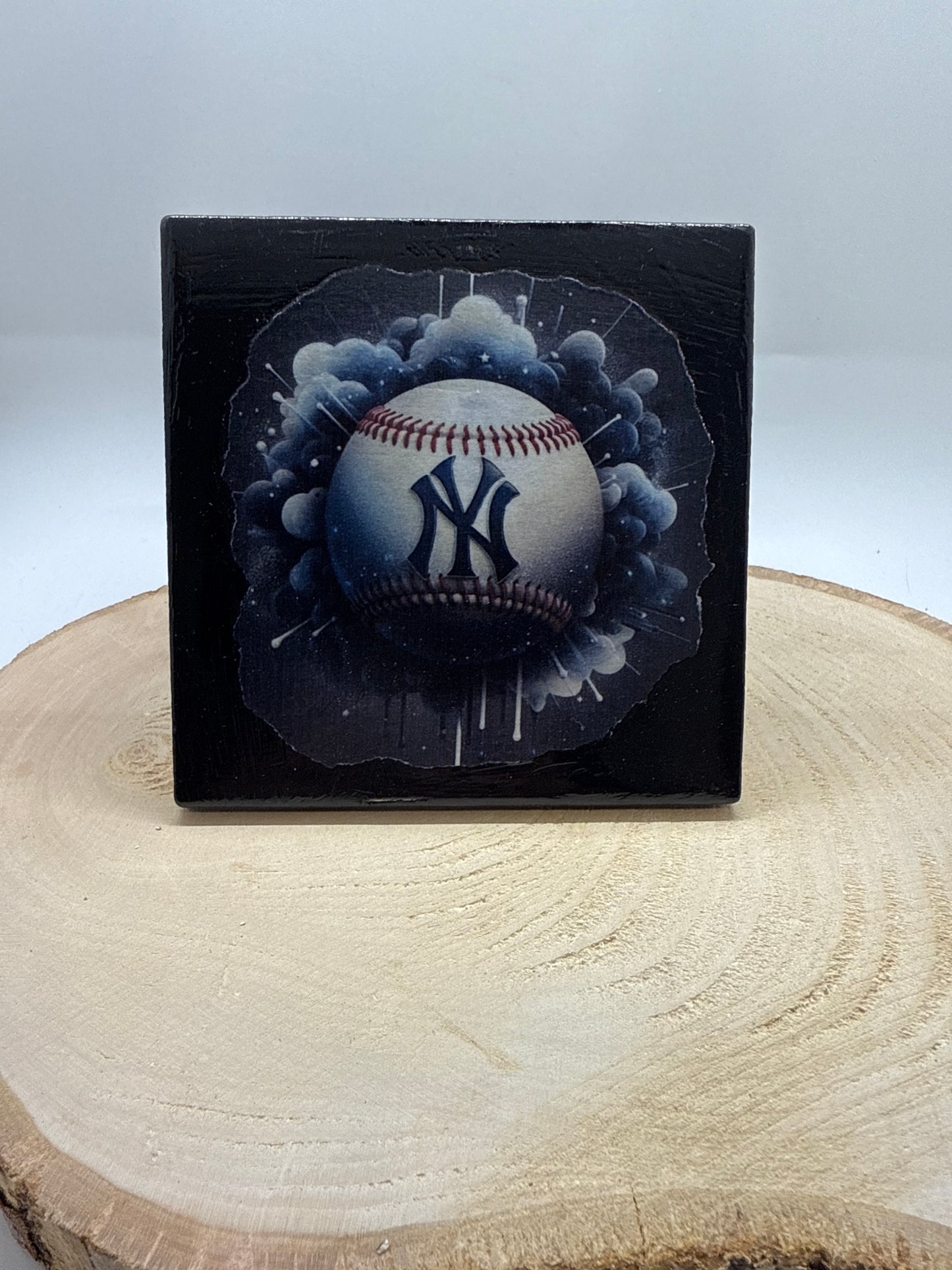 Baseball Coaster Black Ceramic