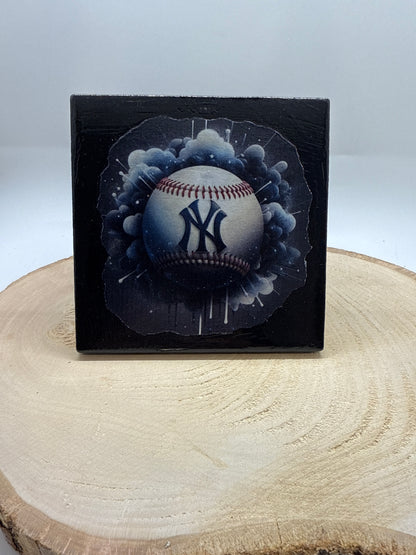 Baseball Coaster Black Ceramic