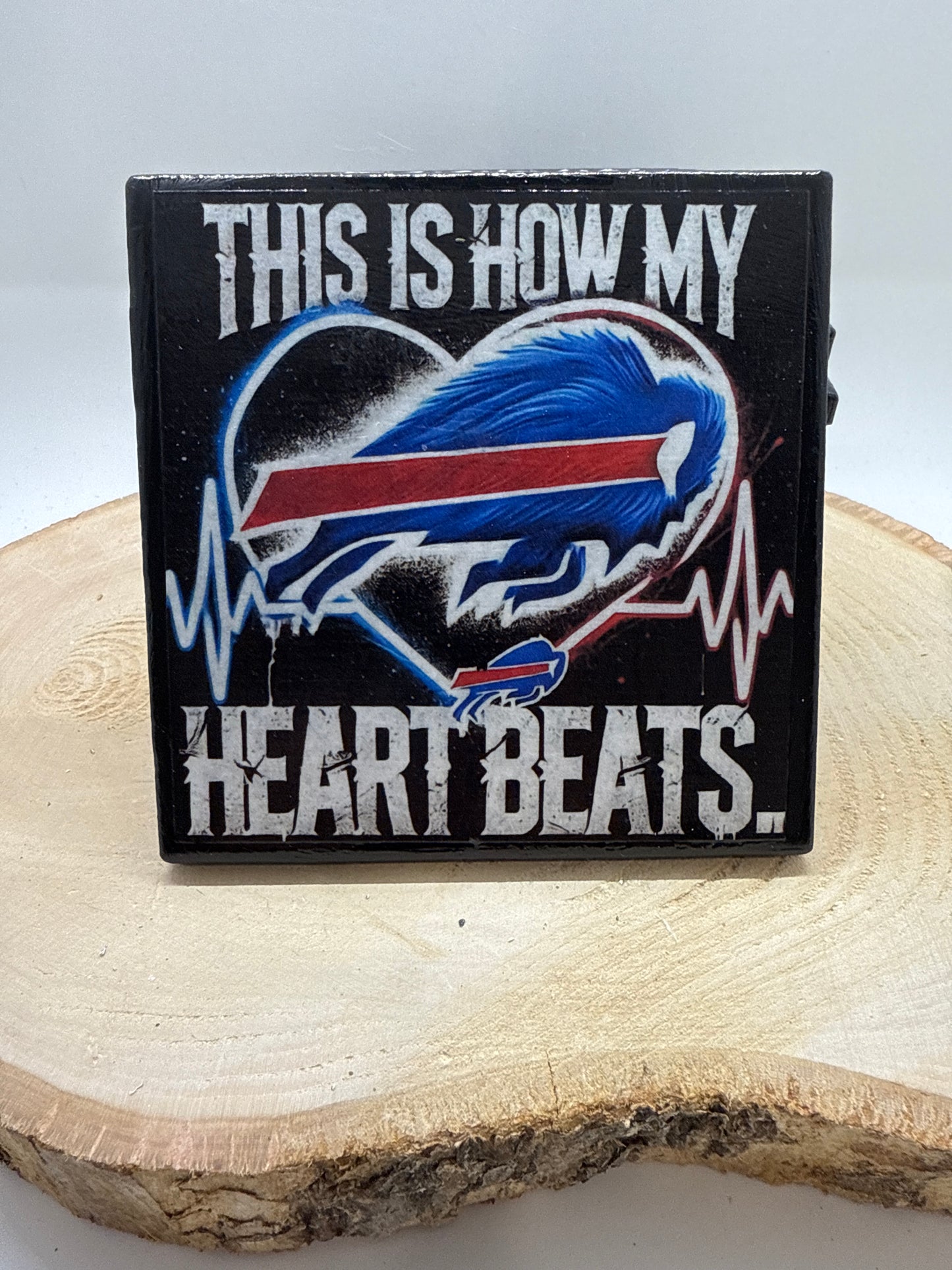 Football Coasters Heartbeat Black Ceramic