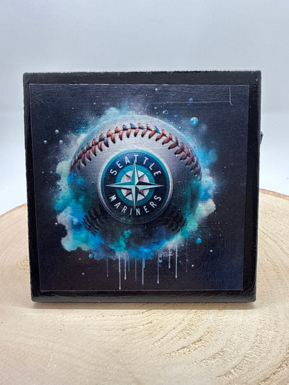 Baseball Coaster Black Ceramic