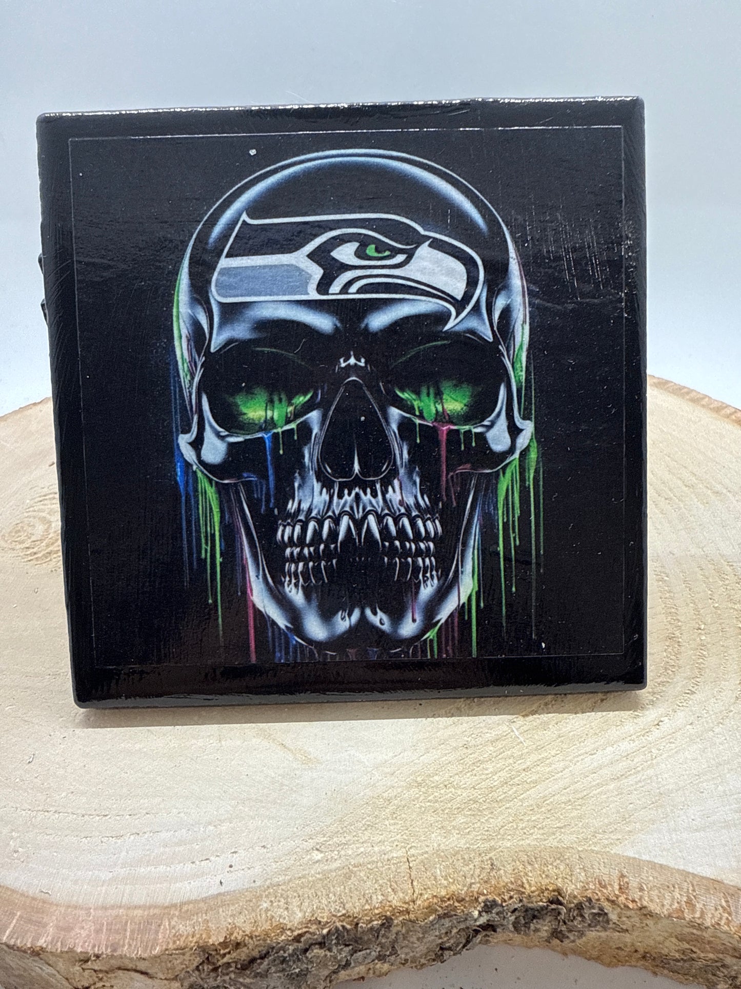 Football Coasters Skull Black Ceramic