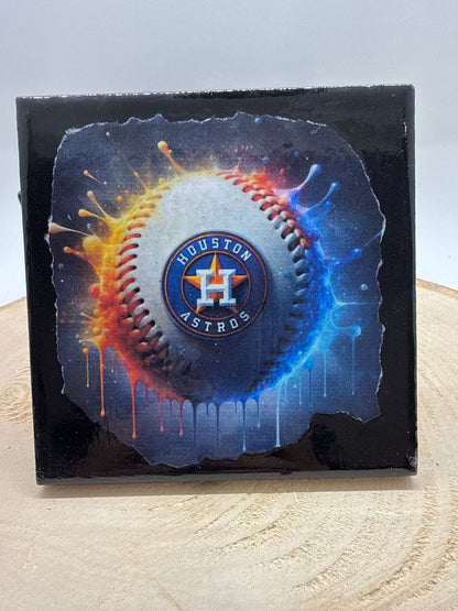 Baseball Coaster Black Ceramic