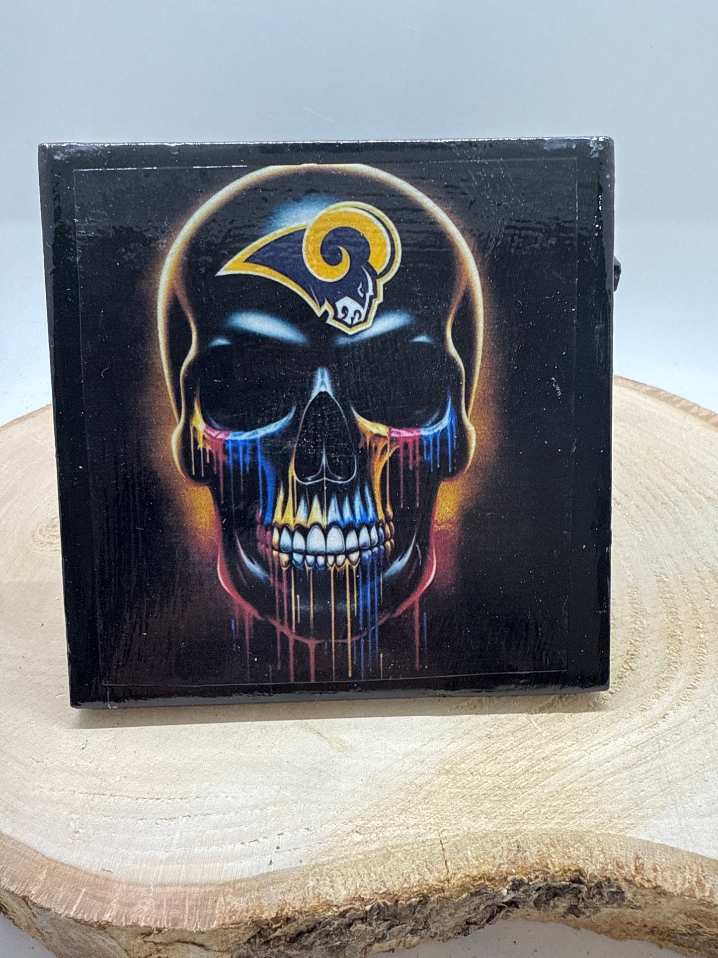 Football Coasters Skull Black Ceramic