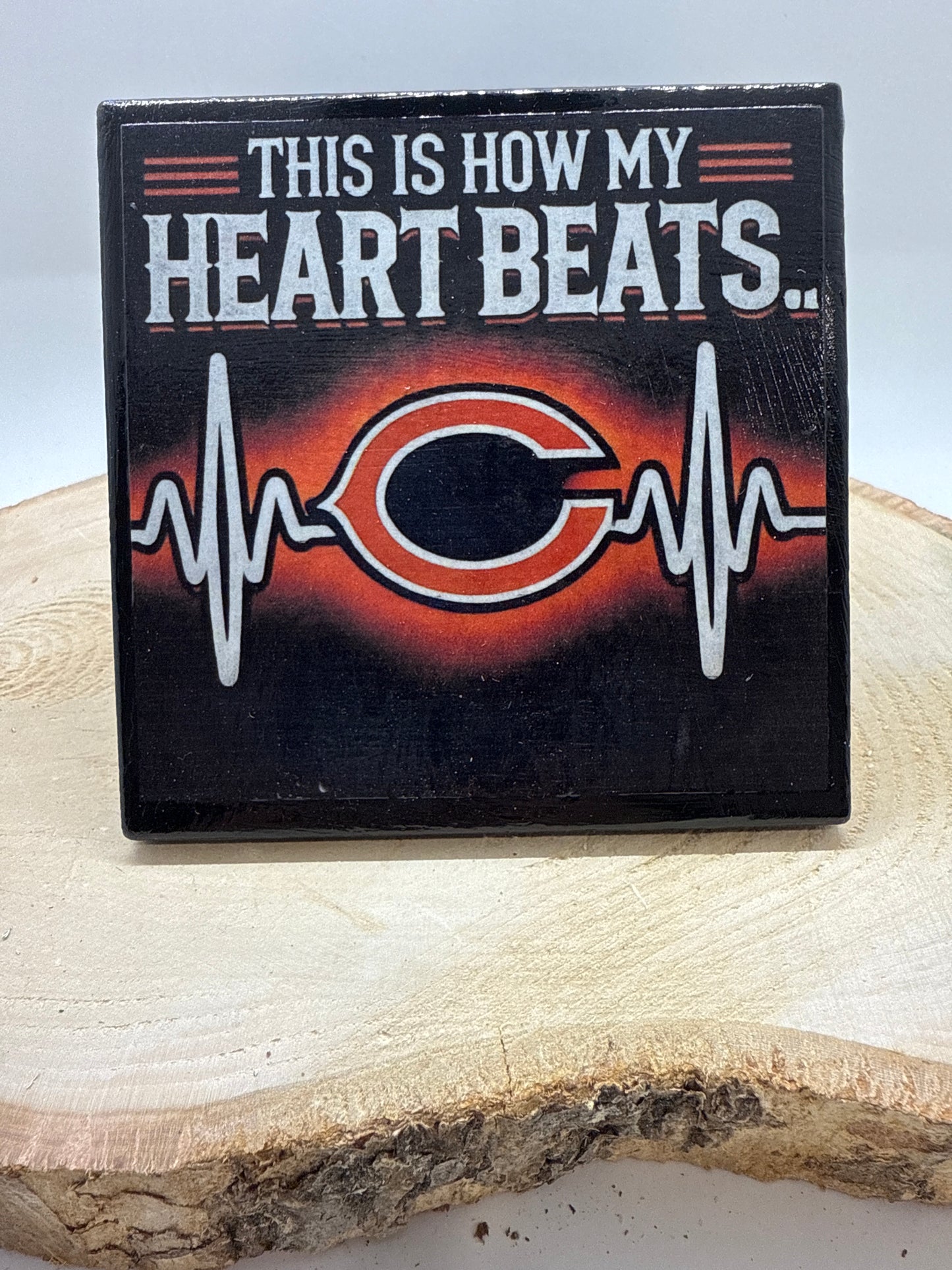 Football Coasters Heartbeat Black Ceramic