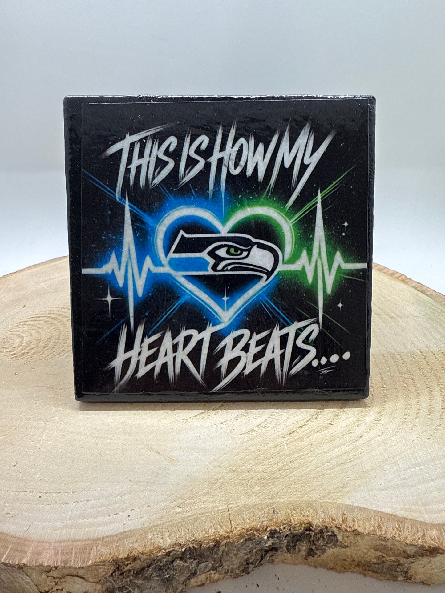 Football Coasters Heartbeat Black Ceramic