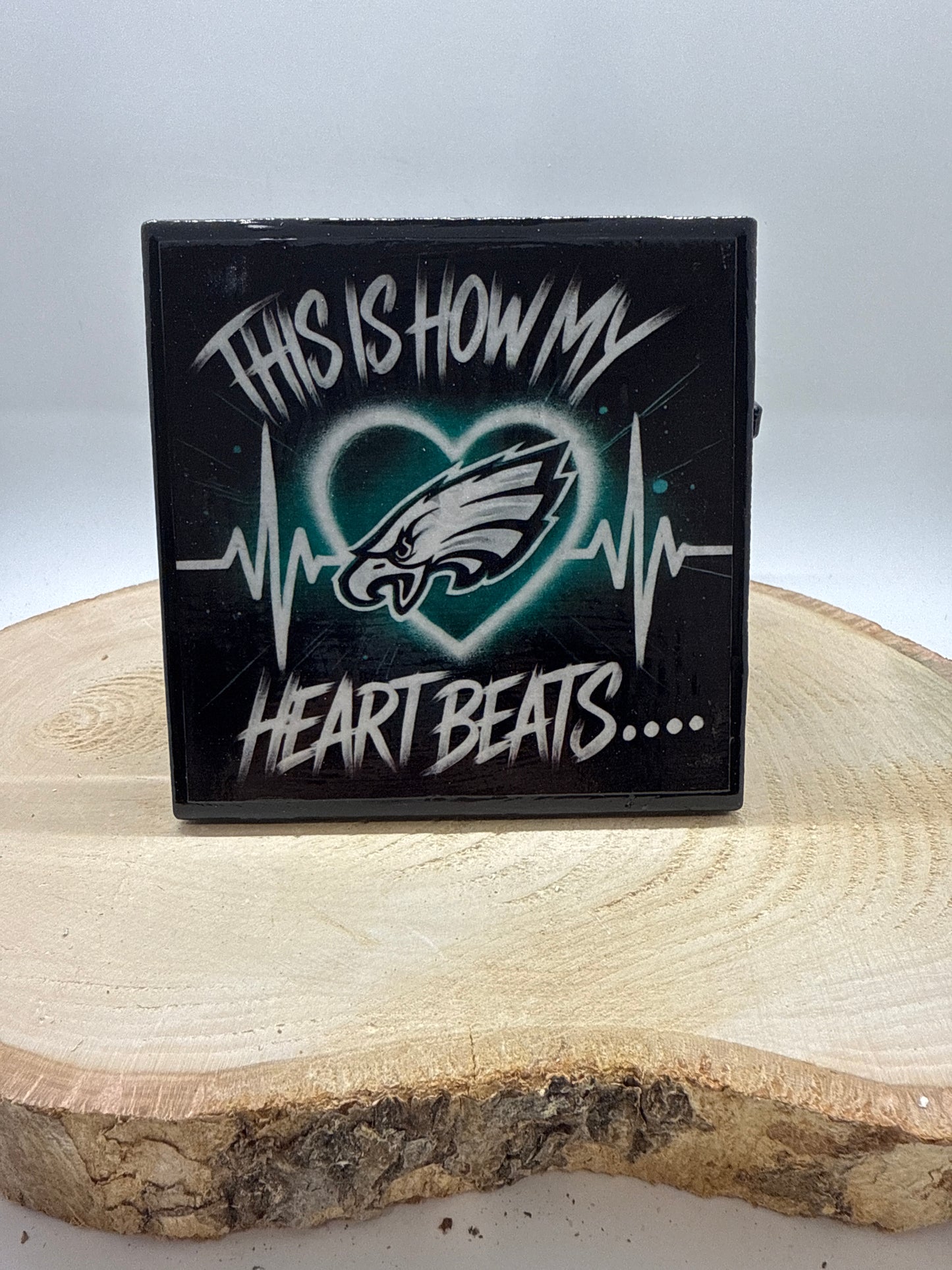 Football Coasters Heartbeat Black Ceramic