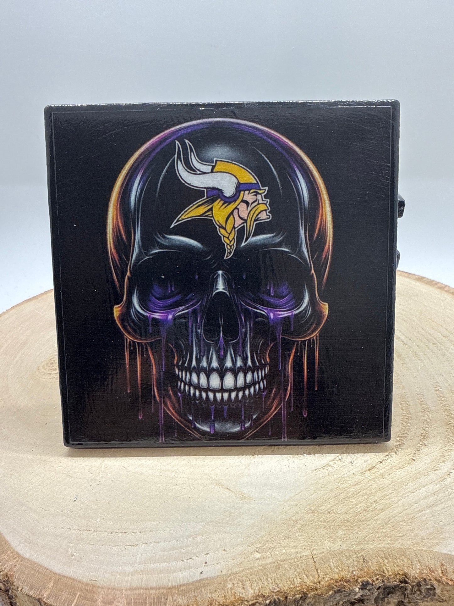 Football Coasters Skull Black Ceramic