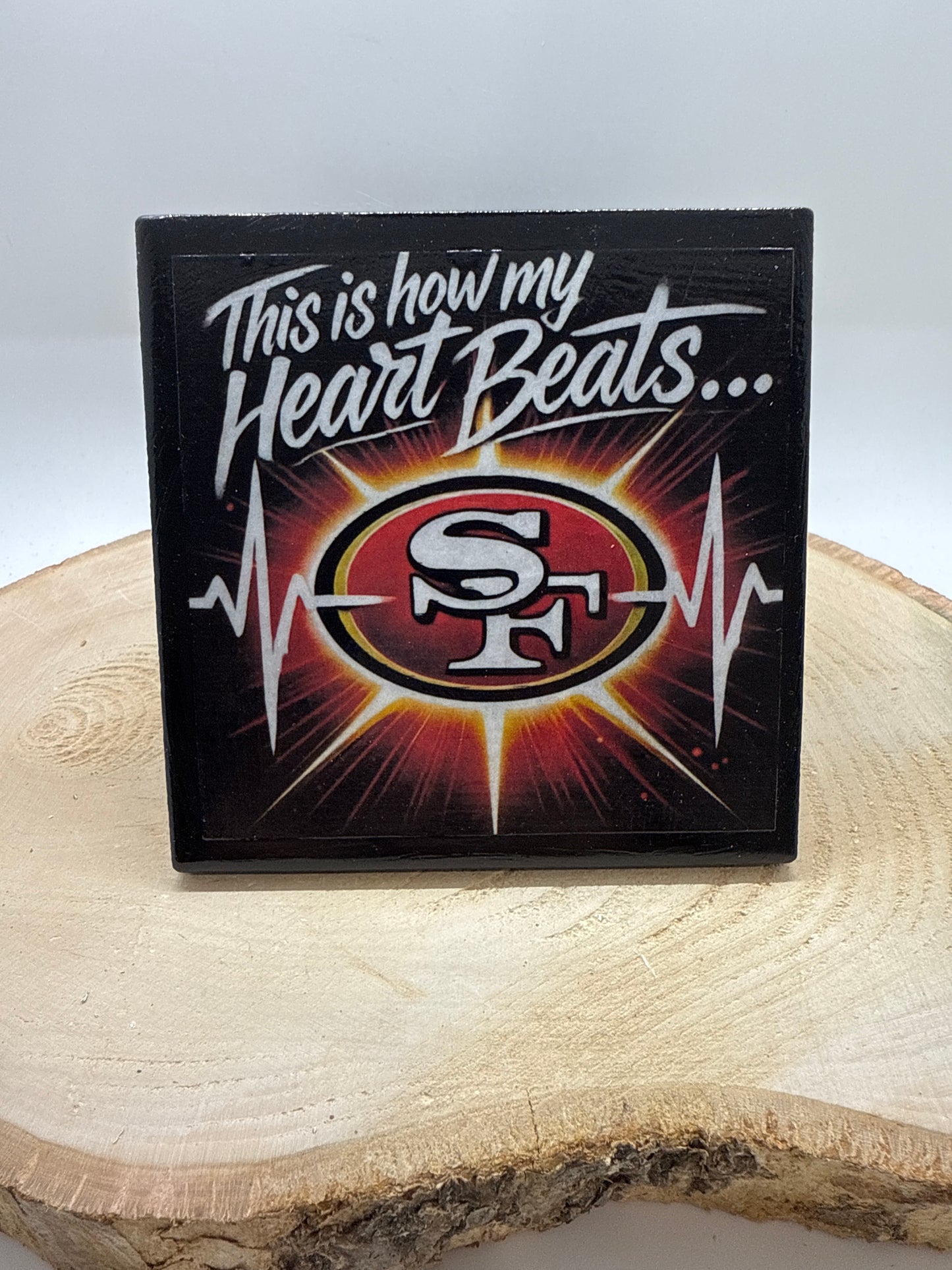 Football Coasters Heartbeat Black Ceramic