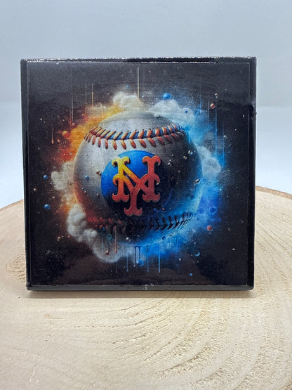 Baseball Coaster Black Ceramic