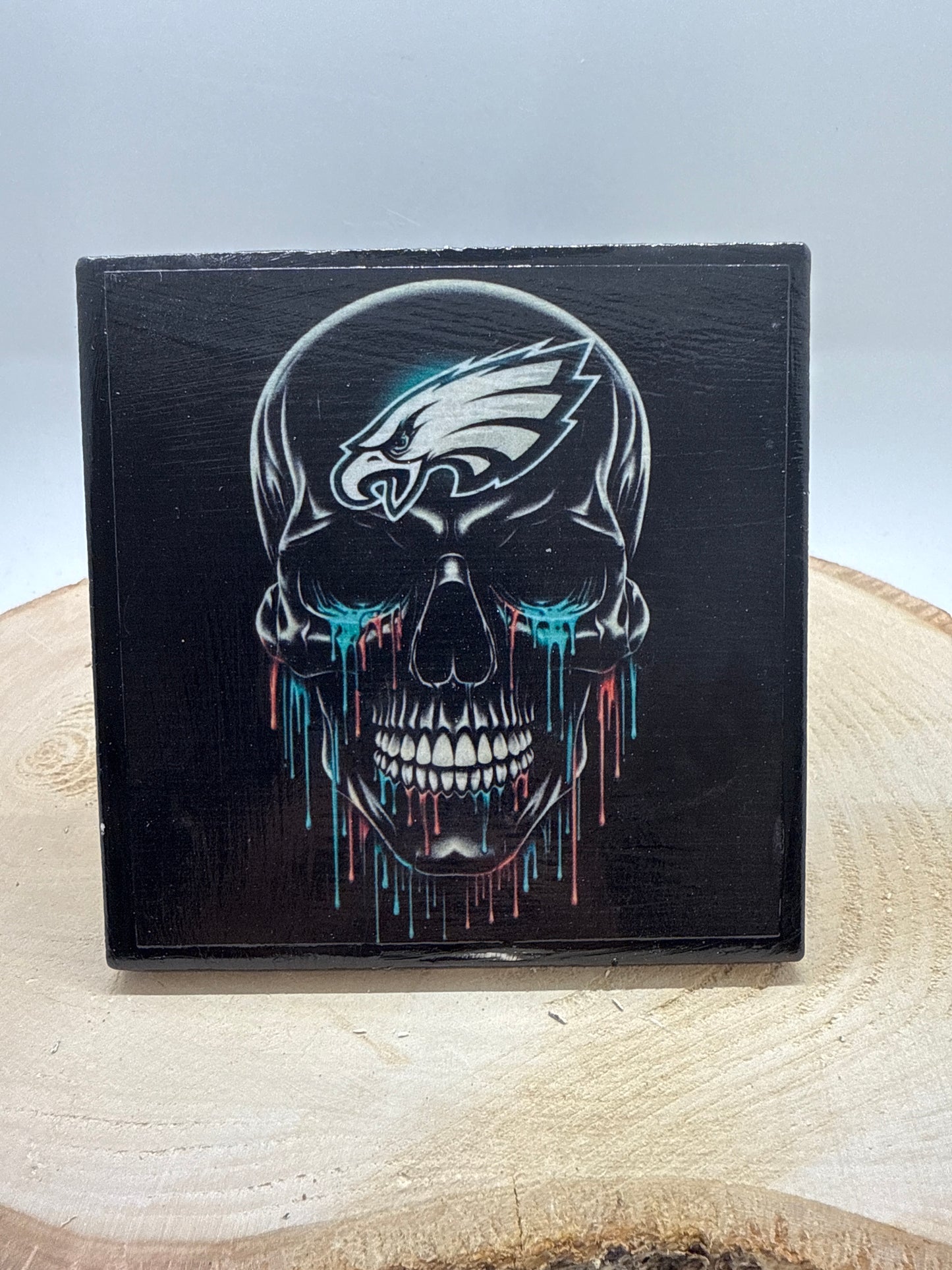 Football Coasters Skull Black Ceramic