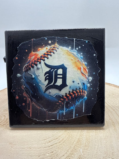 Baseball Coaster Black Ceramic