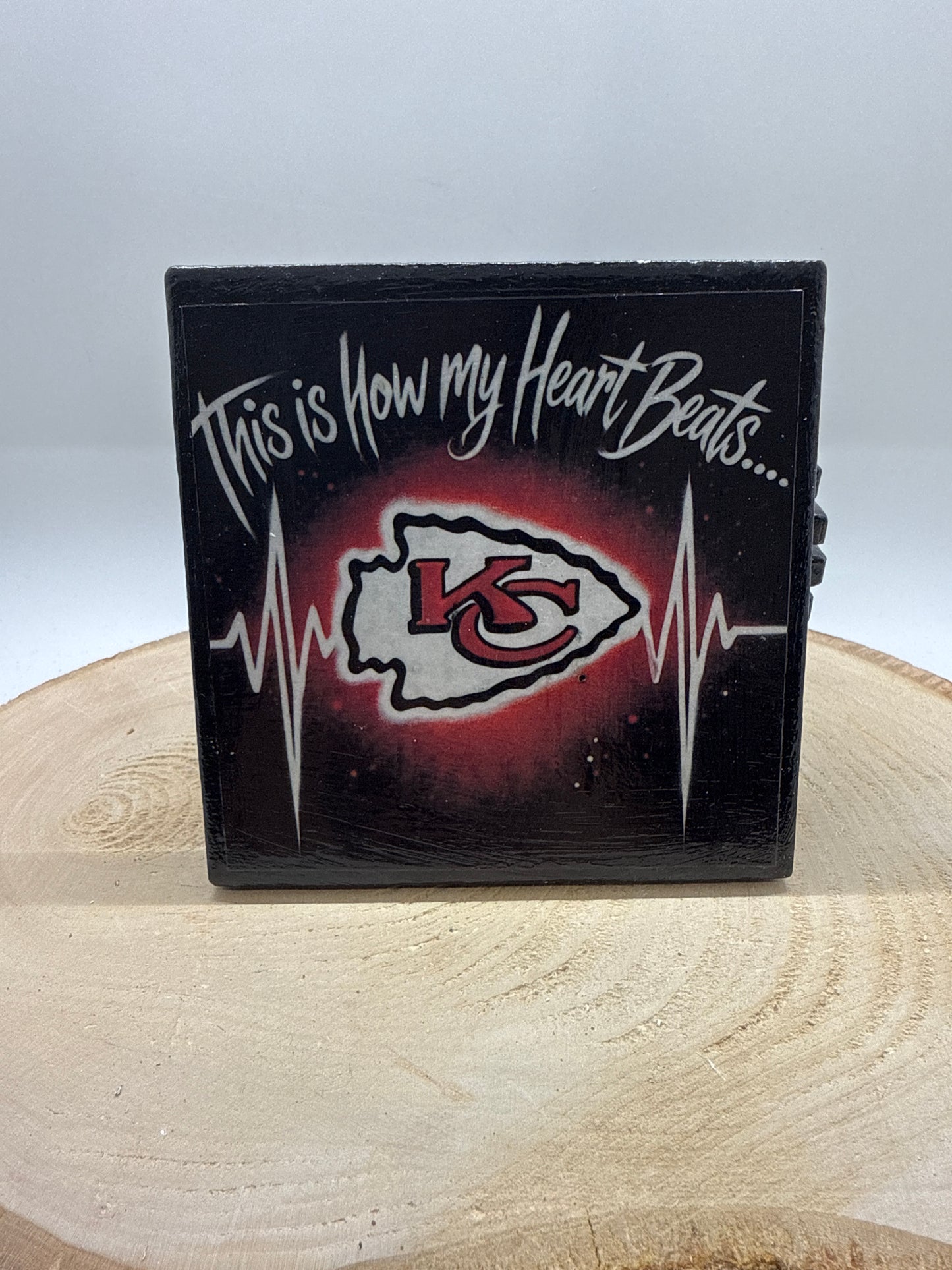 Football Coasters Heartbeat Black Ceramic