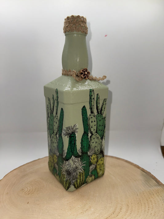 Green Cactus Bottle Decor