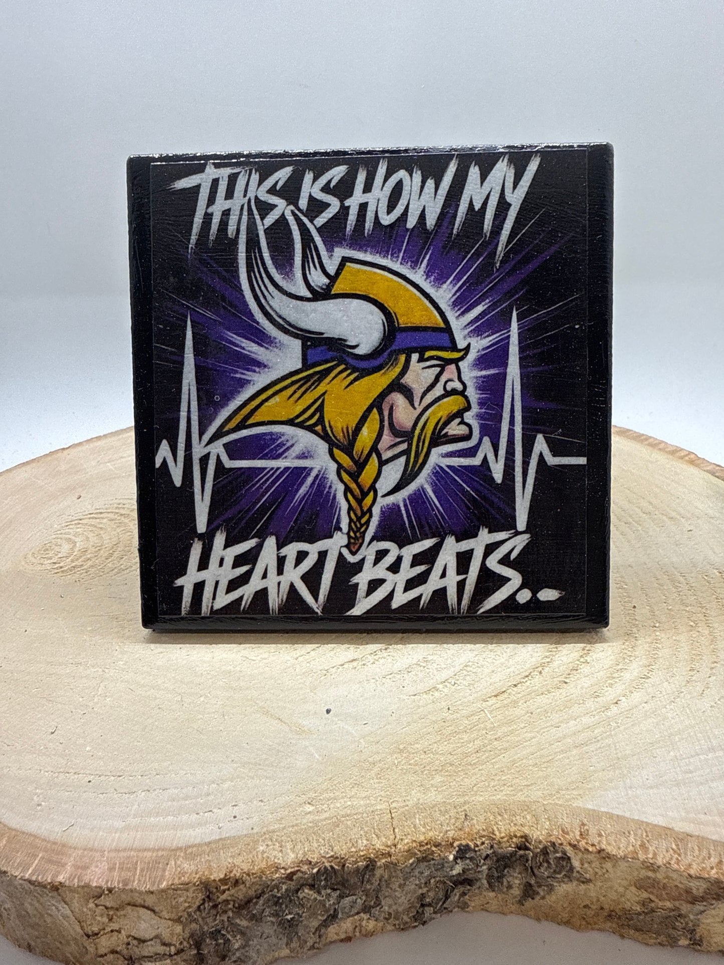 Football Coasters Heartbeat Black Ceramic