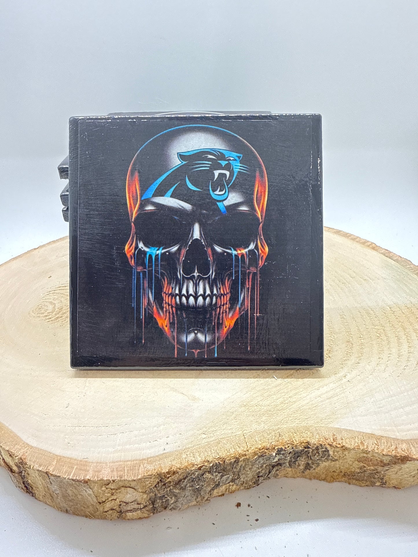 Football Coasters Skull Black Ceramic