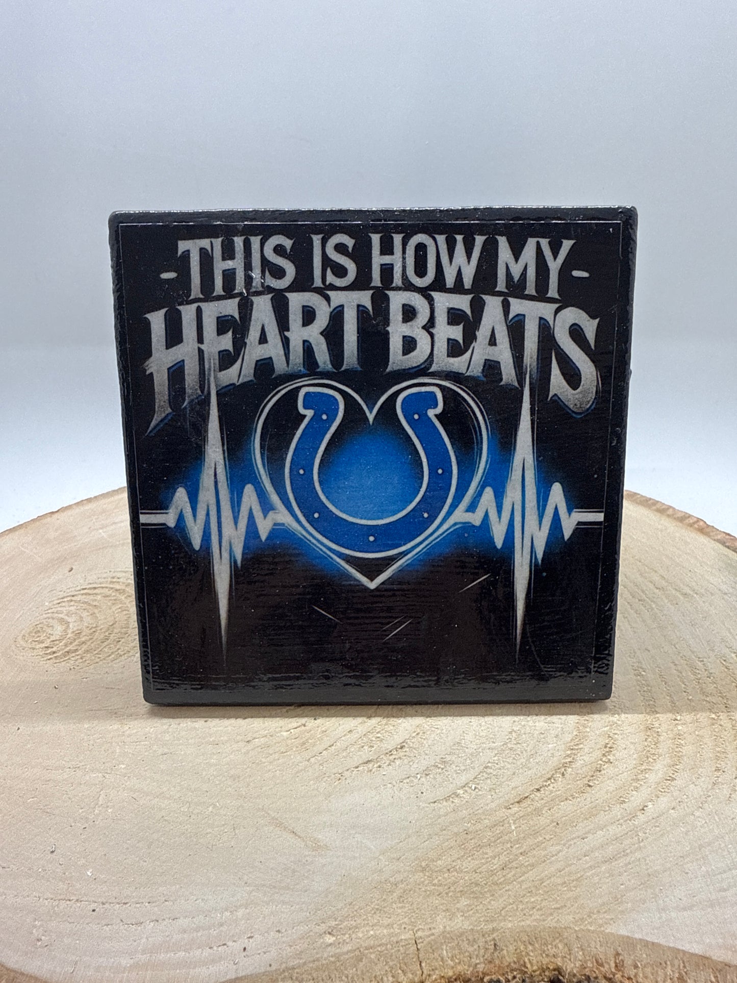 Football Coasters Heartbeat Black Ceramic