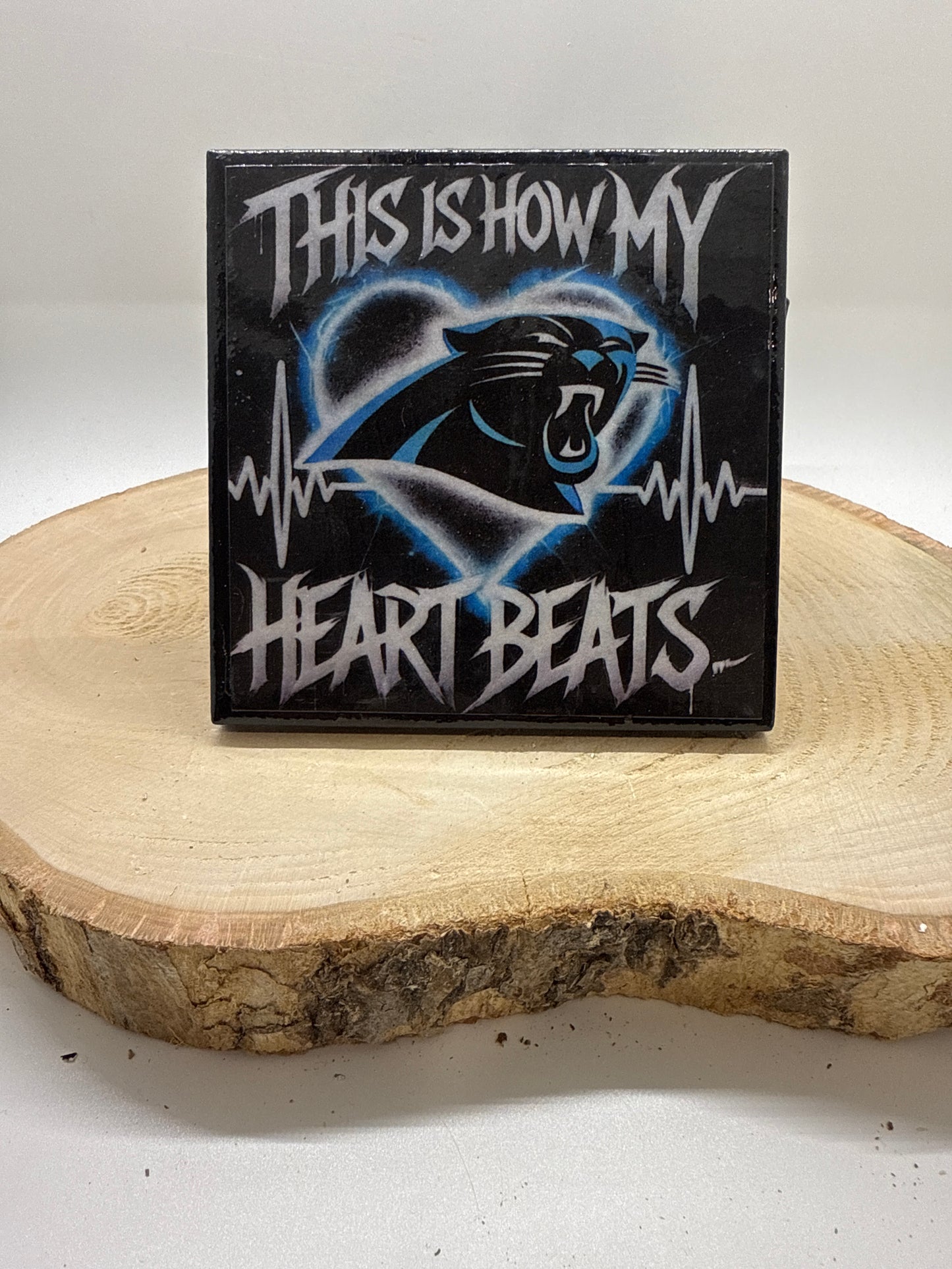 Football Coasters Heartbeat Black Ceramic