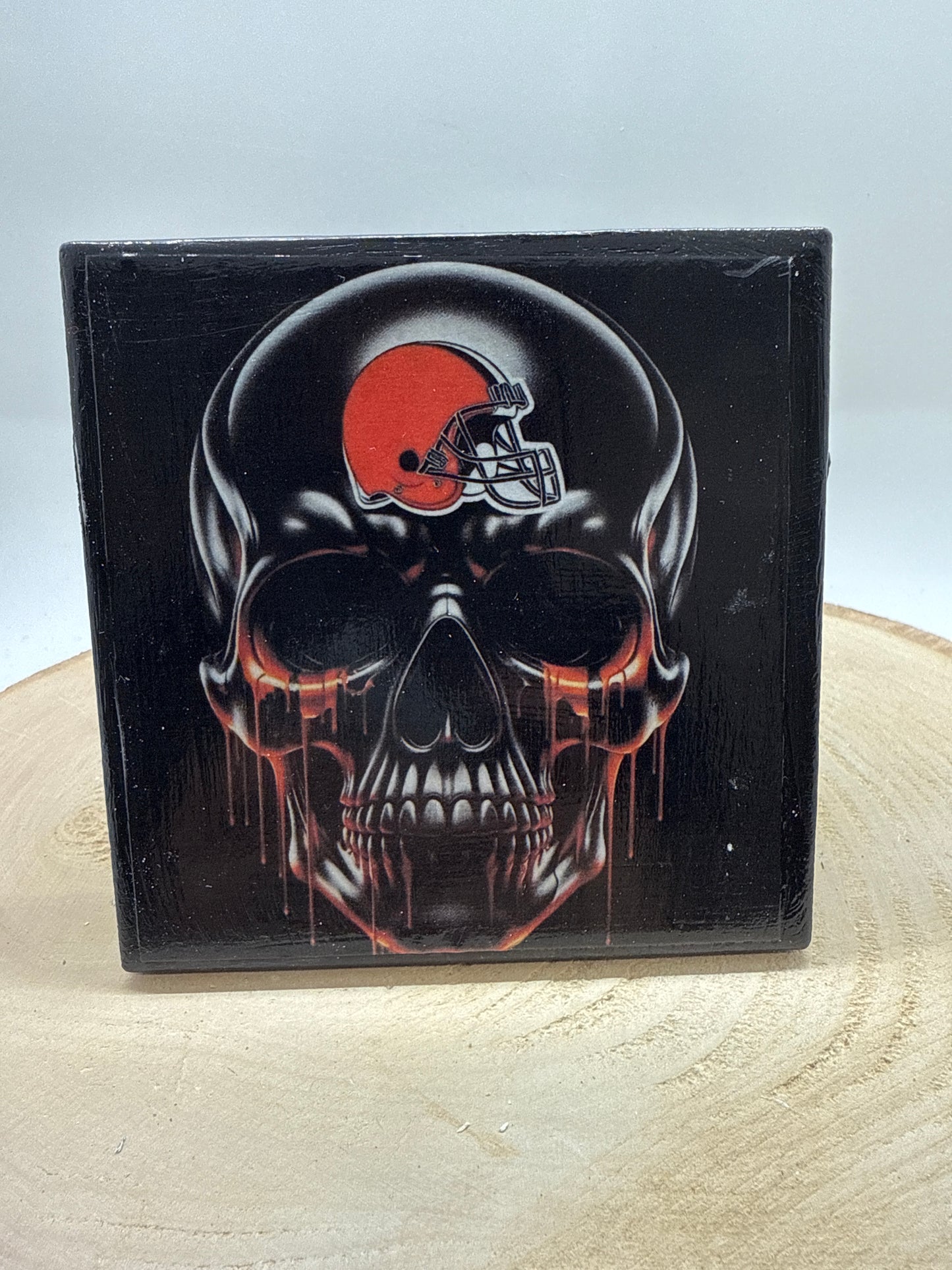 Football Coasters Skull Black Ceramic