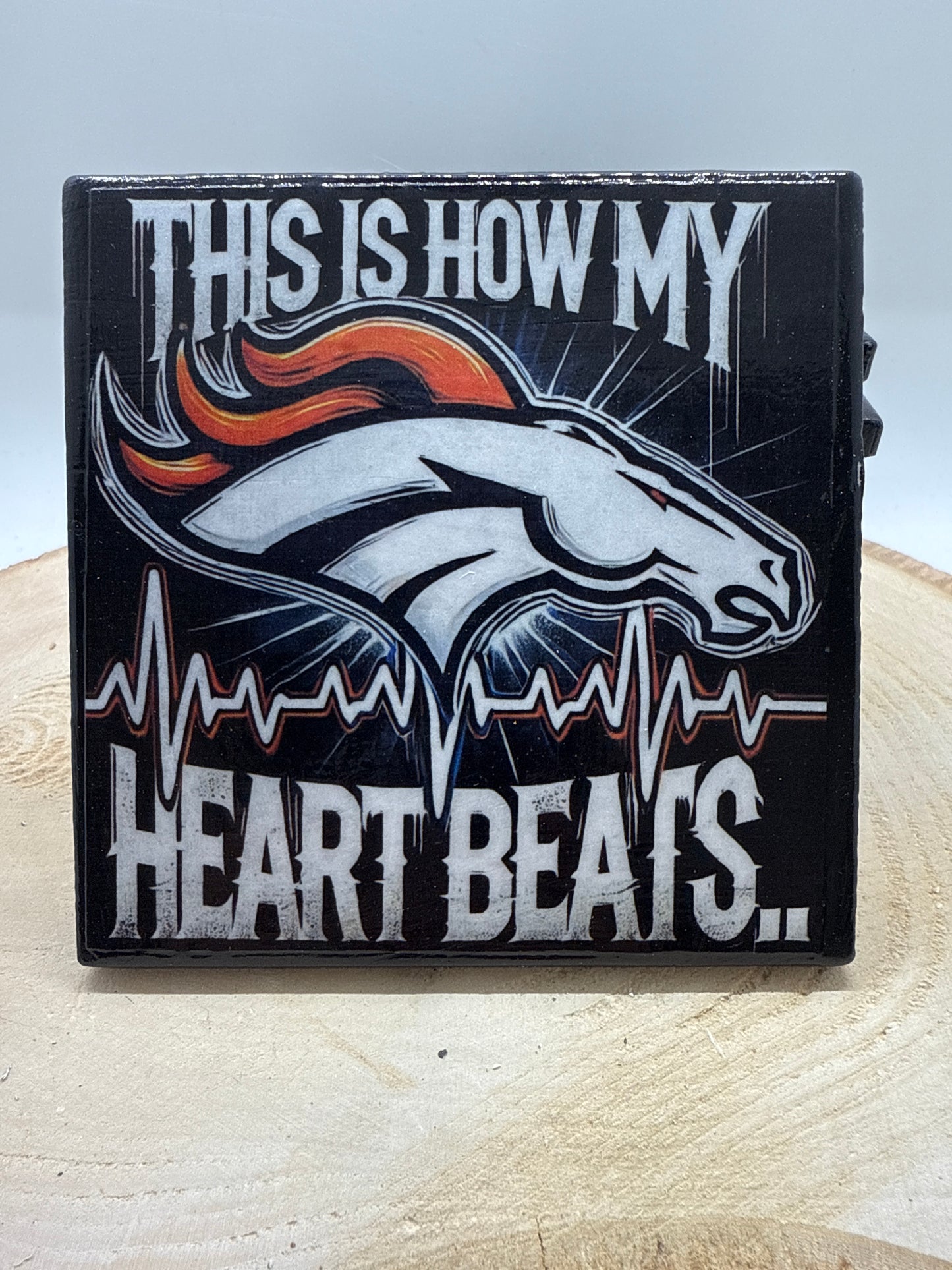 Football Coasters Heartbeat Black Ceramic