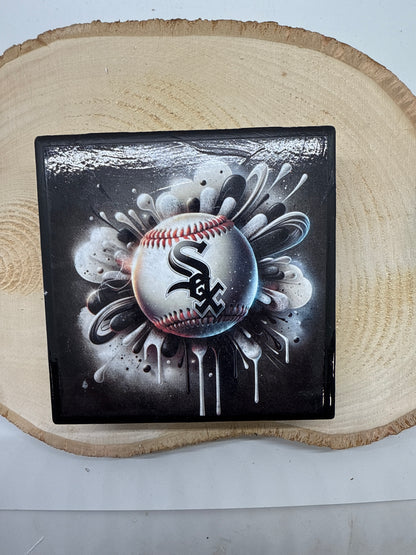 Baseball Coaster Black Ceramic